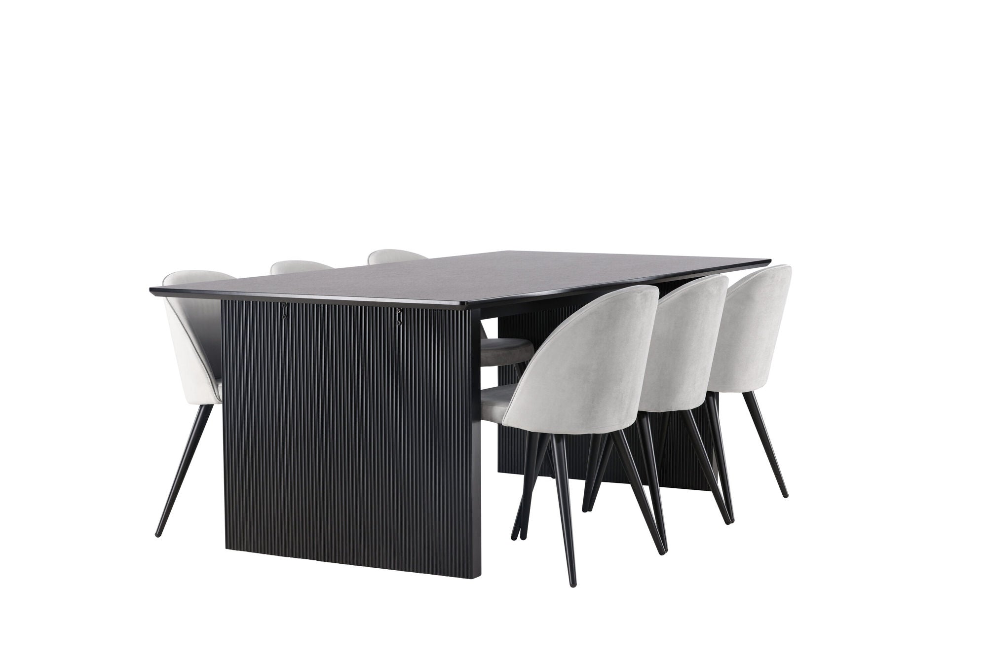 Venture Home Vail spisebord - Black / Smoked Black MDF +Velvet Spisebordsstol - Light Grey / Black _6