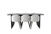 Venture Home Vail spisebord - Black / Smoked Black MDF +Velvet Spisebordsstol - Light Grey / Black _6