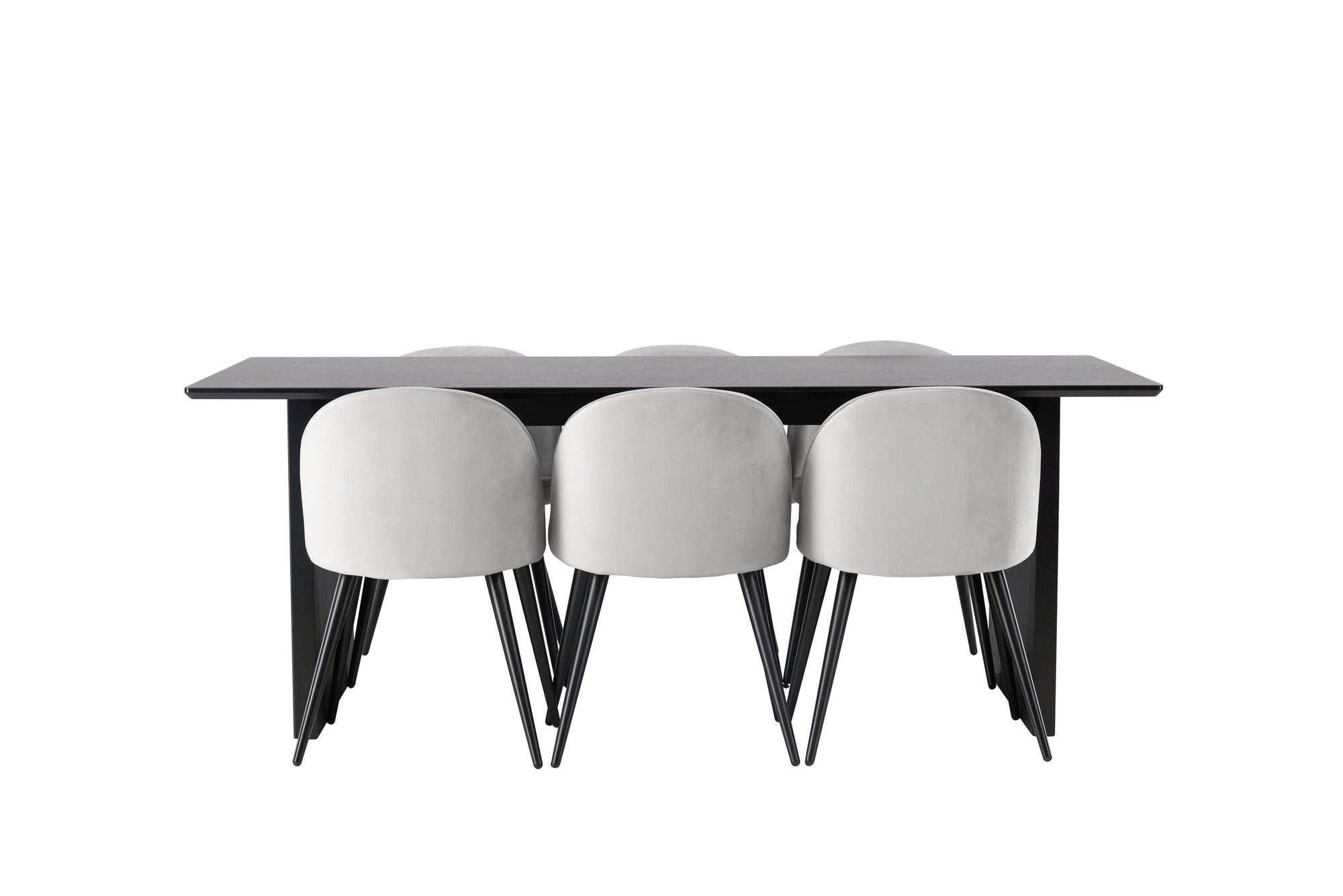 Venture Home Vail spisebord - Black / Smoked Black MDF +Velvet Spisebordsstol - Light Grey / Black _6