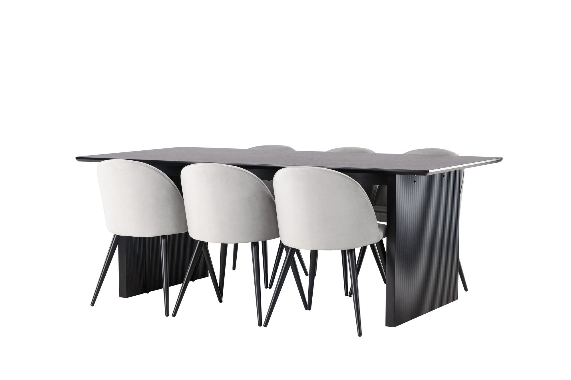 Venture Home Vail spisebord - Black / Smoked Black MDF +Velvet Spisebordsstol - Light Grey / Black _6