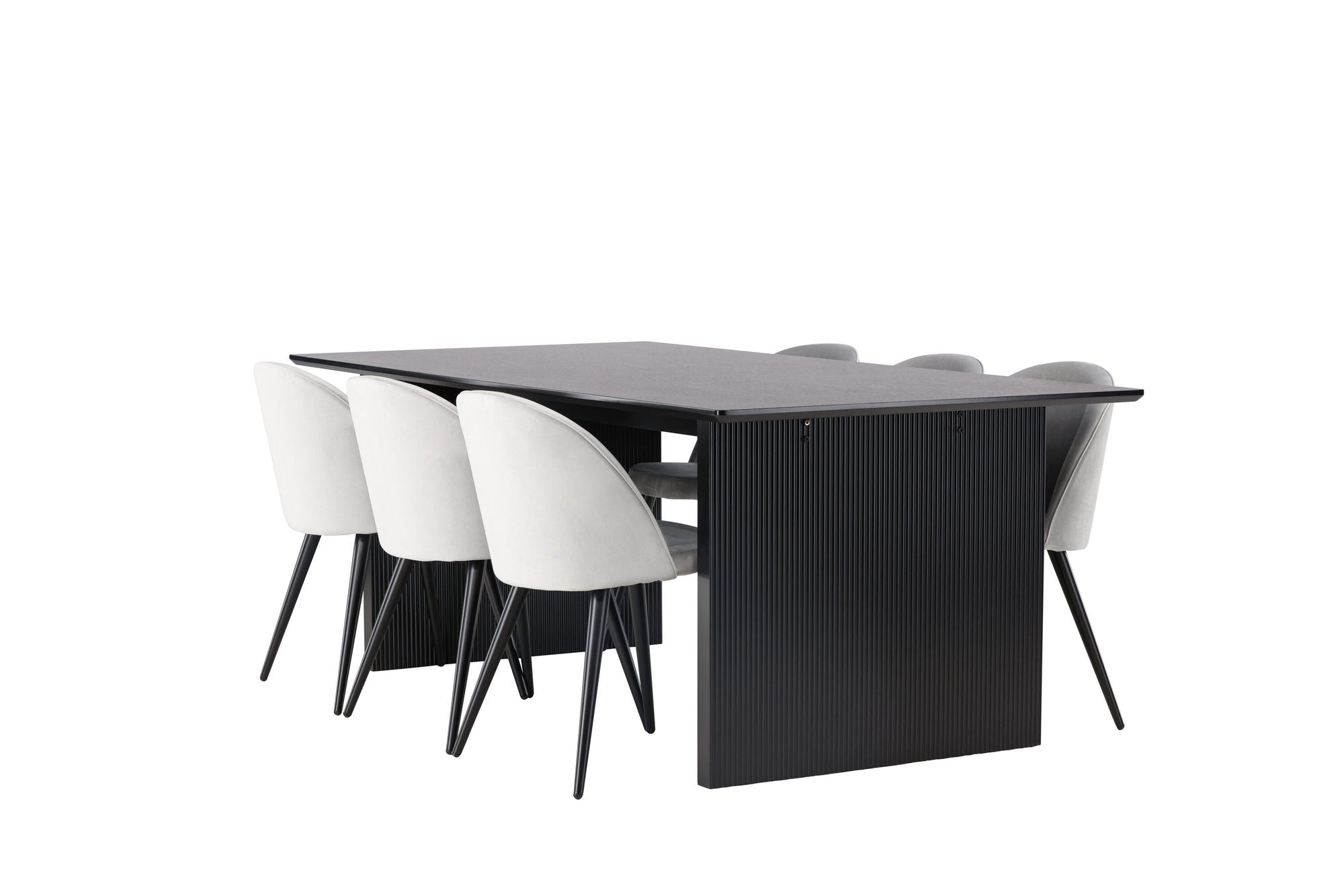 Venture Home Vail spisebord - Black / Smoked Black MDF +Velvet Spisebordsstol - Light Grey / Black _6