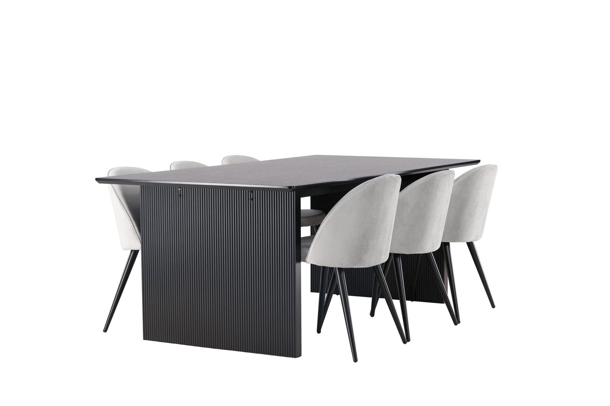 Venture Home Vail spisebord - Black / Smoked Black MDF +Velvet Spisebordsstol - Light Grey / Black _6