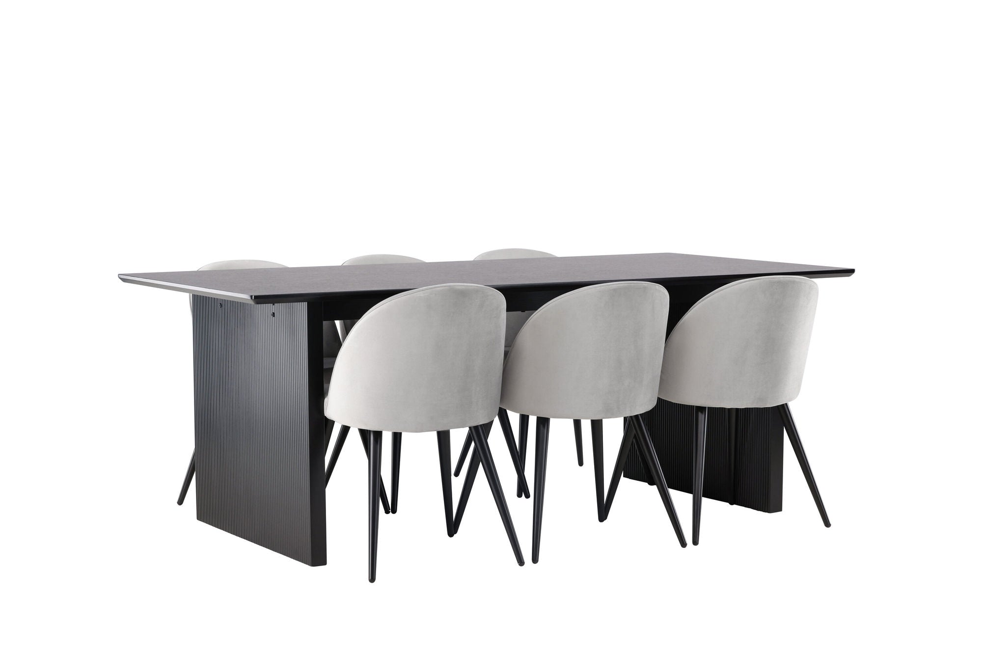 Venture Home Vail spisebord - Black / Smoked Black MDF +Velvet Spisebordsstol - Light Grey / Black _6