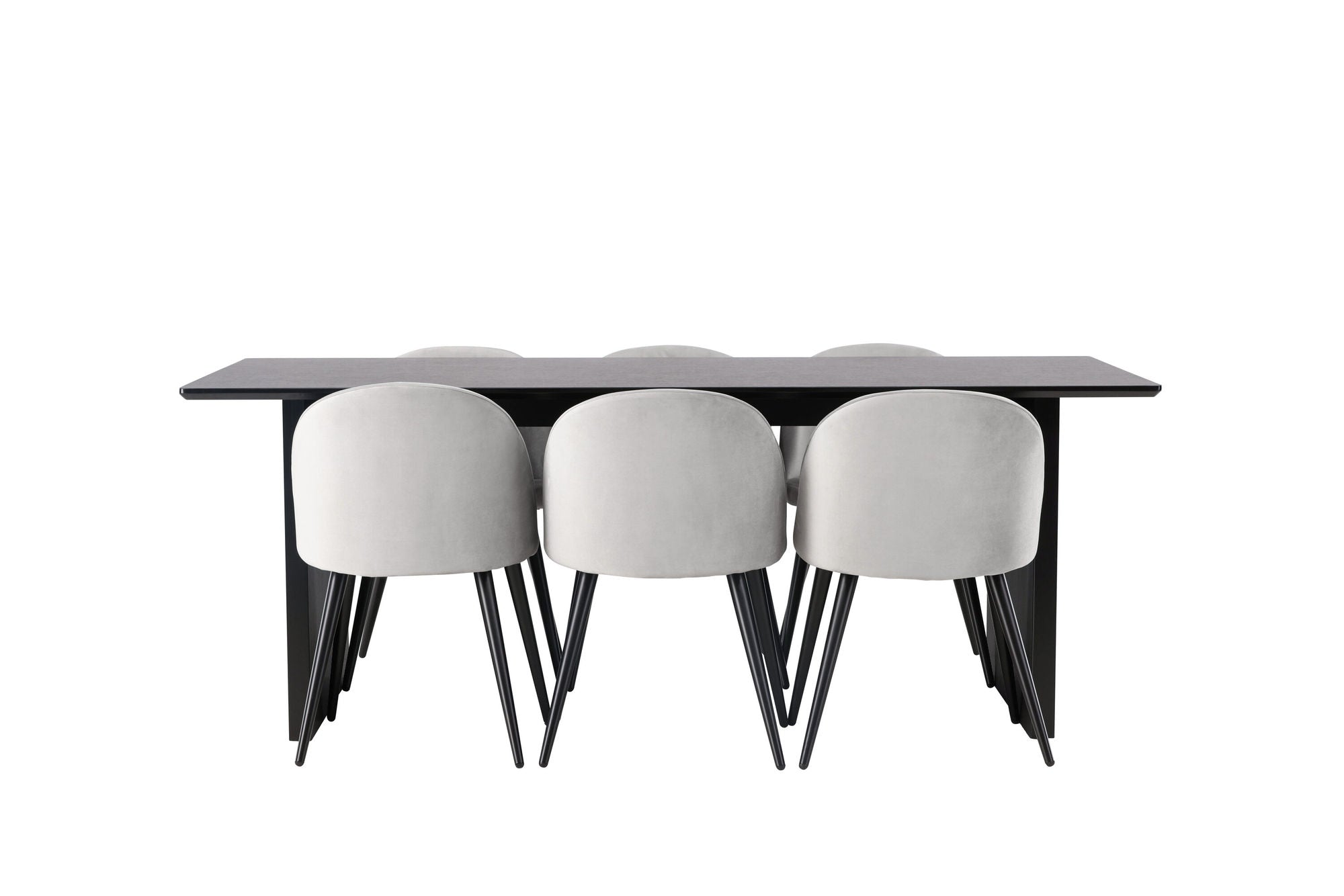 Venture Home Vail spisebord - Black / Smoked Black MDF +Velvet Spisebordsstol - Light Grey / Black _6