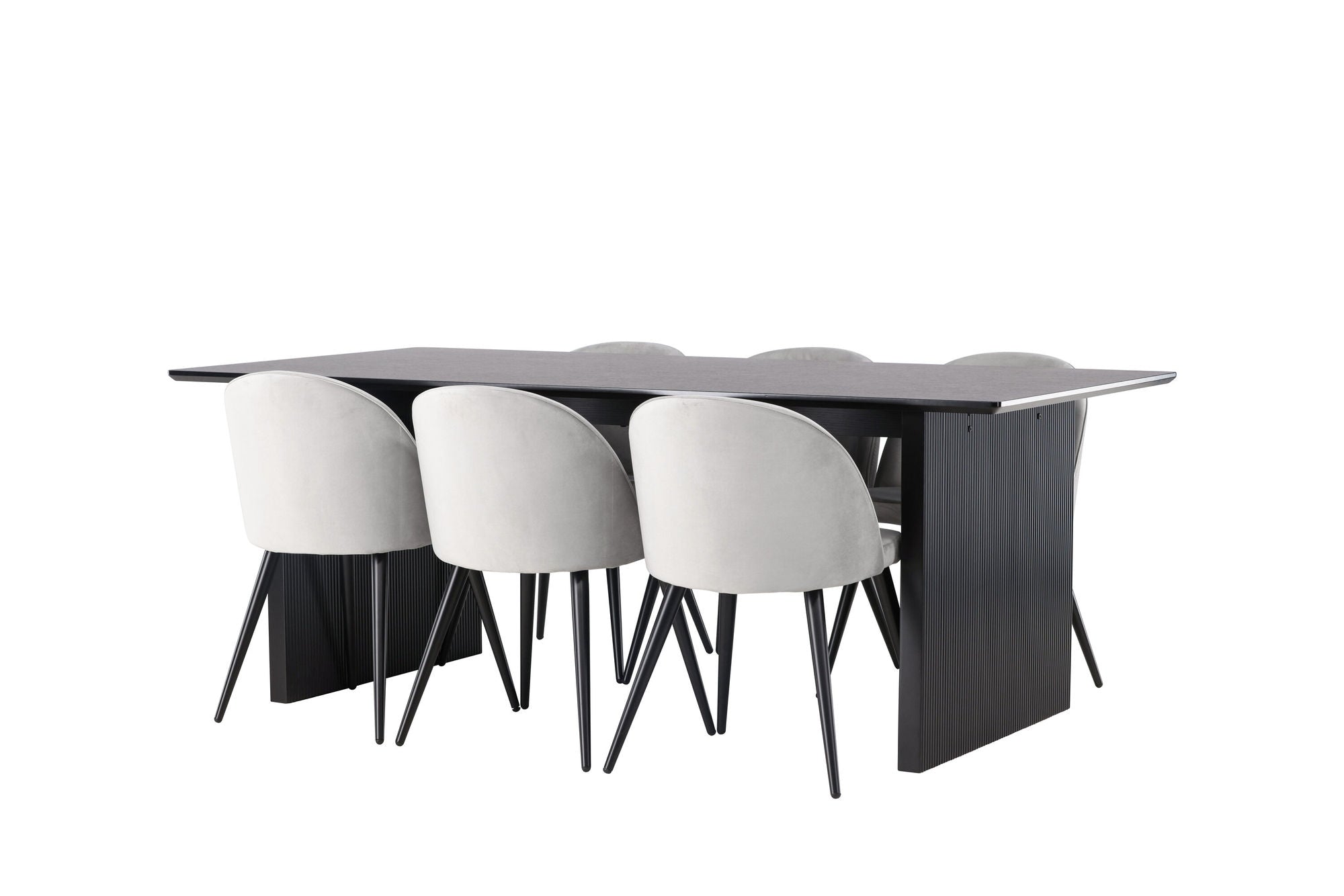 Venture Home Vail spisebord - Black / Smoked Black MDF +Velvet Spisebordsstol - Light Grey / Black _6