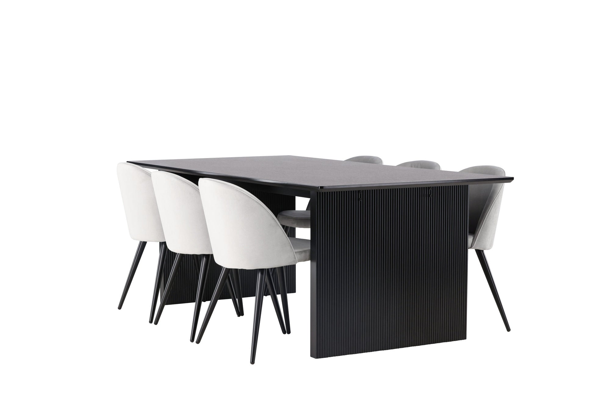 Venture Home Vail spisebord - Black / Smoked Black MDF +Velvet Spisebordsstol - Light Grey / Black _6