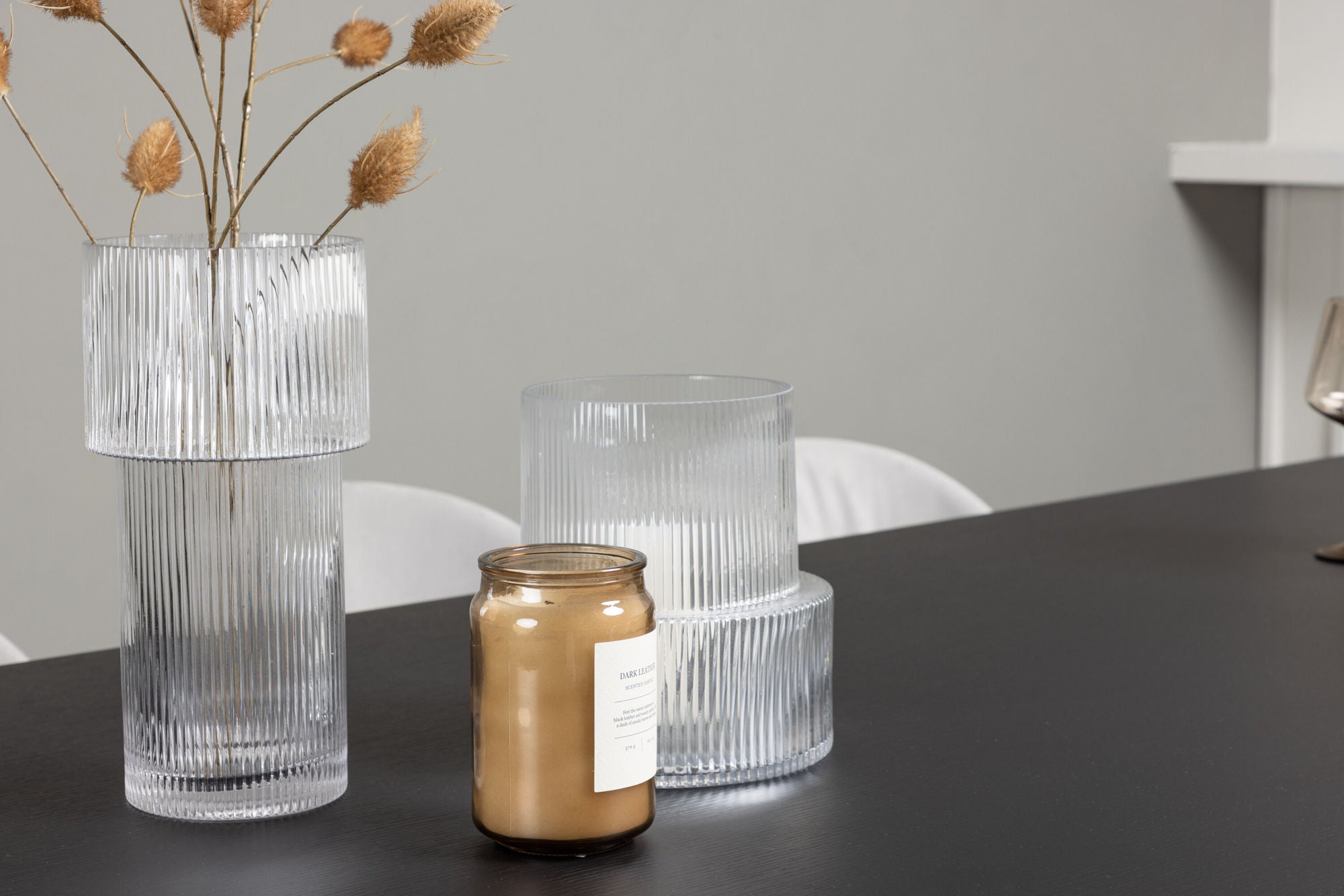 Venture Home Vail spisebord - Black / Smoked Black MDF +Velvet Spisebordsstol - Light Grey / Black _6