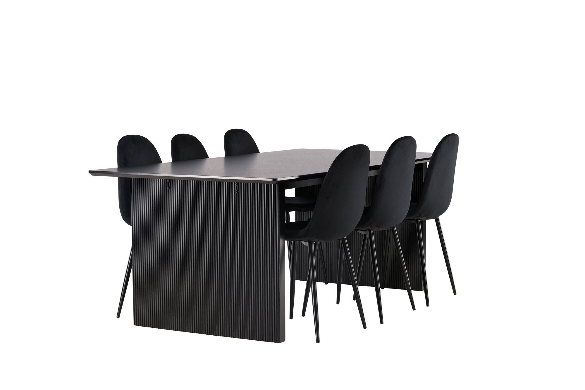 Venture Home Vail spisebord - Black / Smoked Black MDF +Polar Spisebordsstol - Black legs / Black Velvet _6