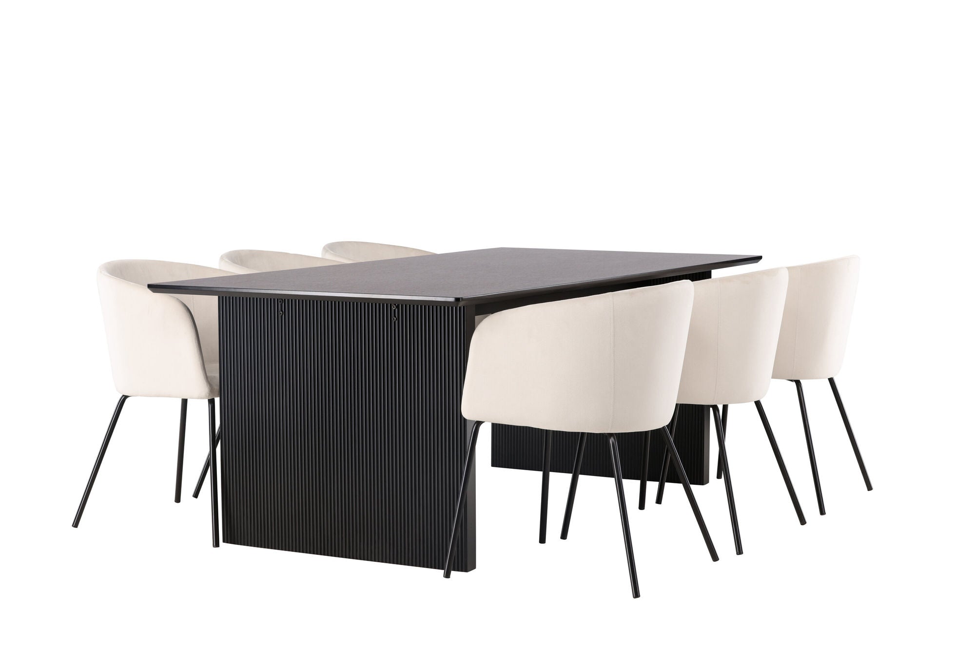 Venture Home Vail spisebord - Black / Smoked Black MDF +Berit stol - Black / Beige Velvet _6