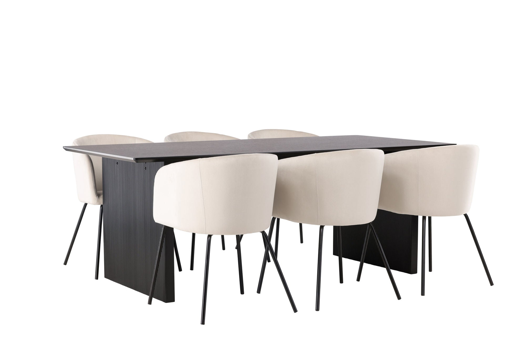 Venture Home Vail spisebord - Black / Smoked Black MDF +Berit stol - Black / Beige Velvet _6