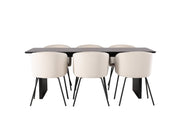 Venture Home Vail spisebord - Black / Smoked Black MDF +Berit stol - Black / Beige Velvet _6