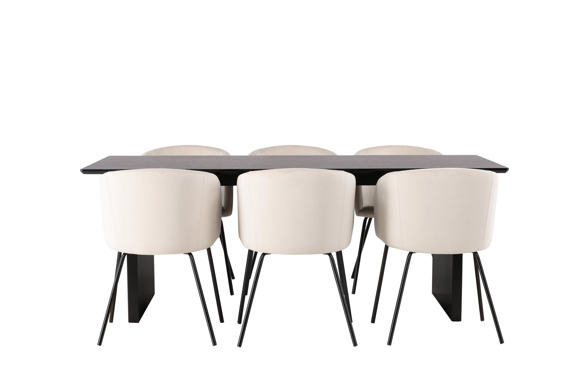 Venture Home Vail spisebord - Black / Smoked Black MDF +Berit stol - Black / Beige Velvet _6