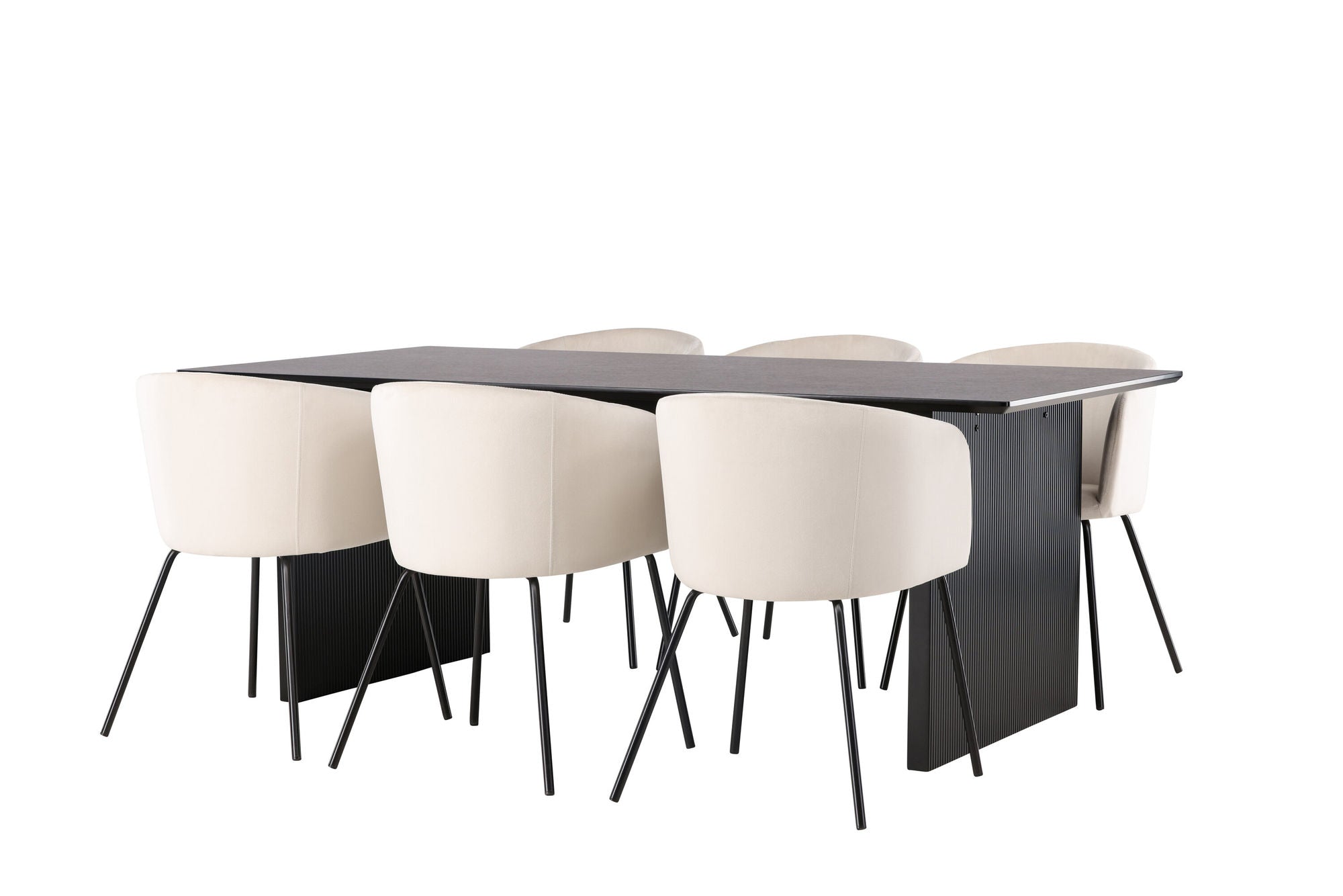 Venture Home Vail spisebord - Black / Smoked Black MDF +Berit stol - Black / Beige Velvet _6