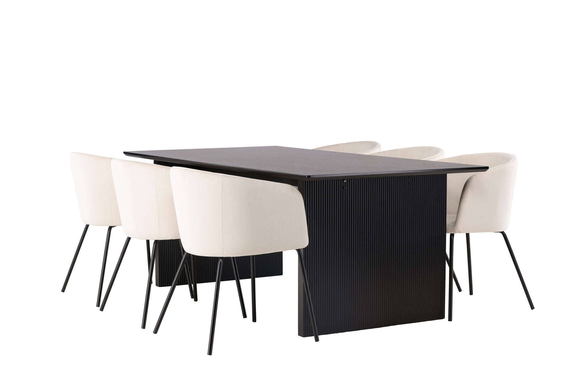 Venture Home Vail spisebord - Black / Smoked Black MDF +Berit stol - Black / Beige Velvet _6