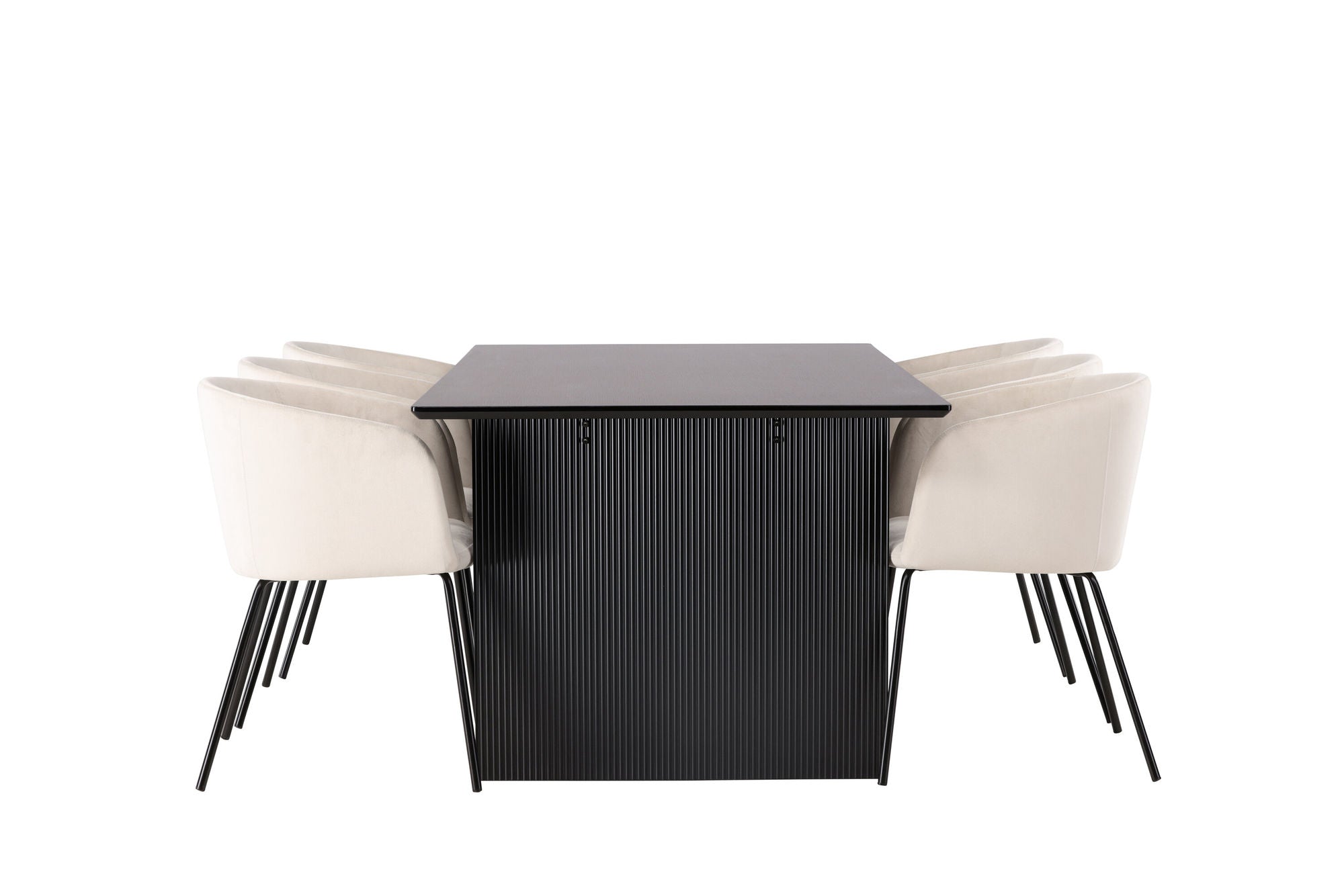 Venture Home Vail spisebord - Black / Smoked Black MDF +Berit stol - Black / Beige Velvet _6