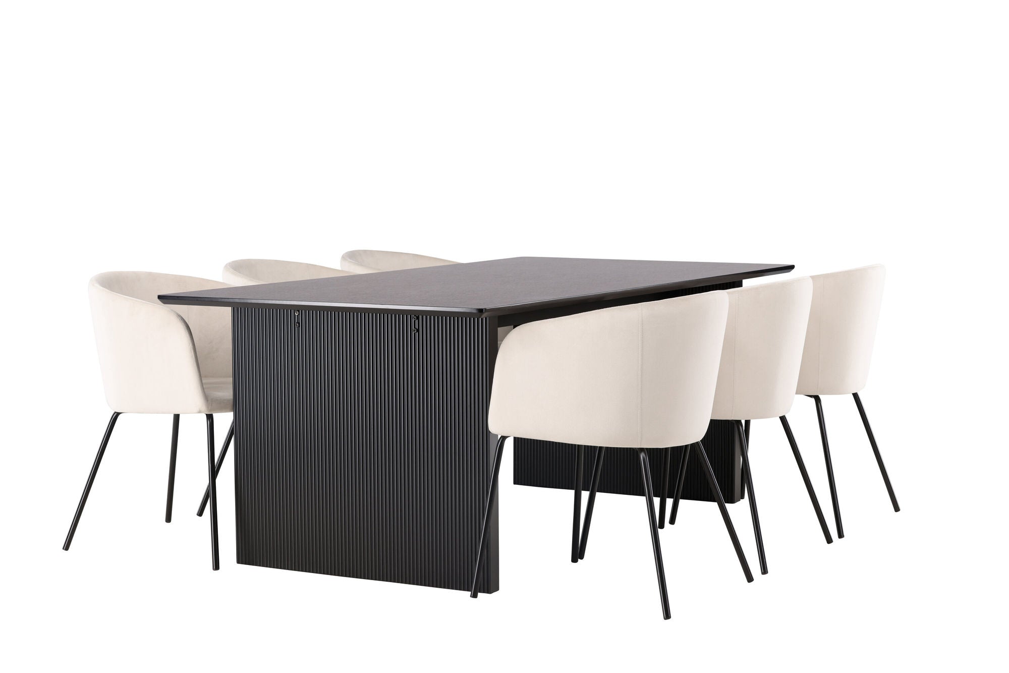 Venture Home Vail spisebord - Black / Smoked Black MDF +Berit stol - Black / Beige Velvet _6