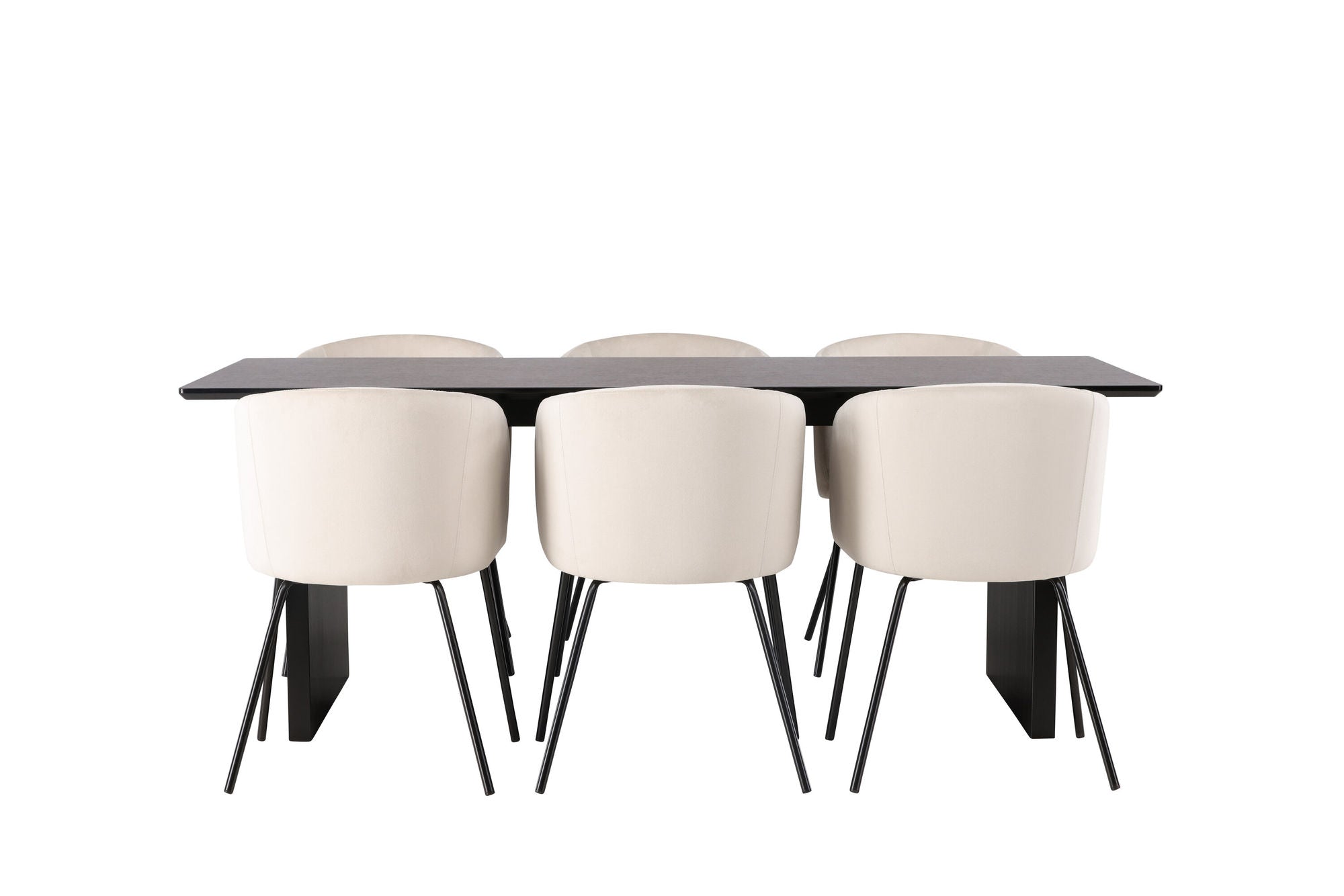 Venture Home Vail spisebord - Black / Smoked Black MDF +Berit stol - Black / Beige Velvet _6