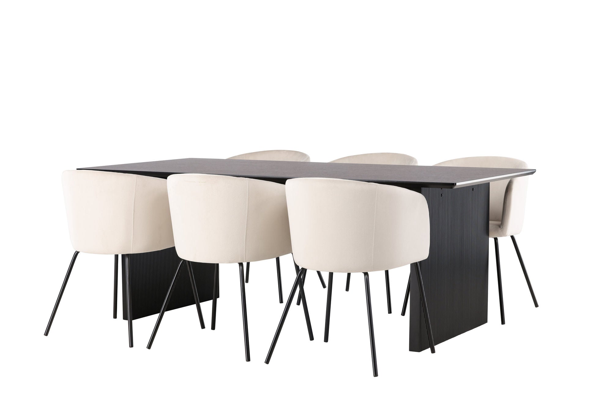 Venture Home Vail spisebord - Black / Smoked Black MDF +Berit stol - Black / Beige Velvet _6