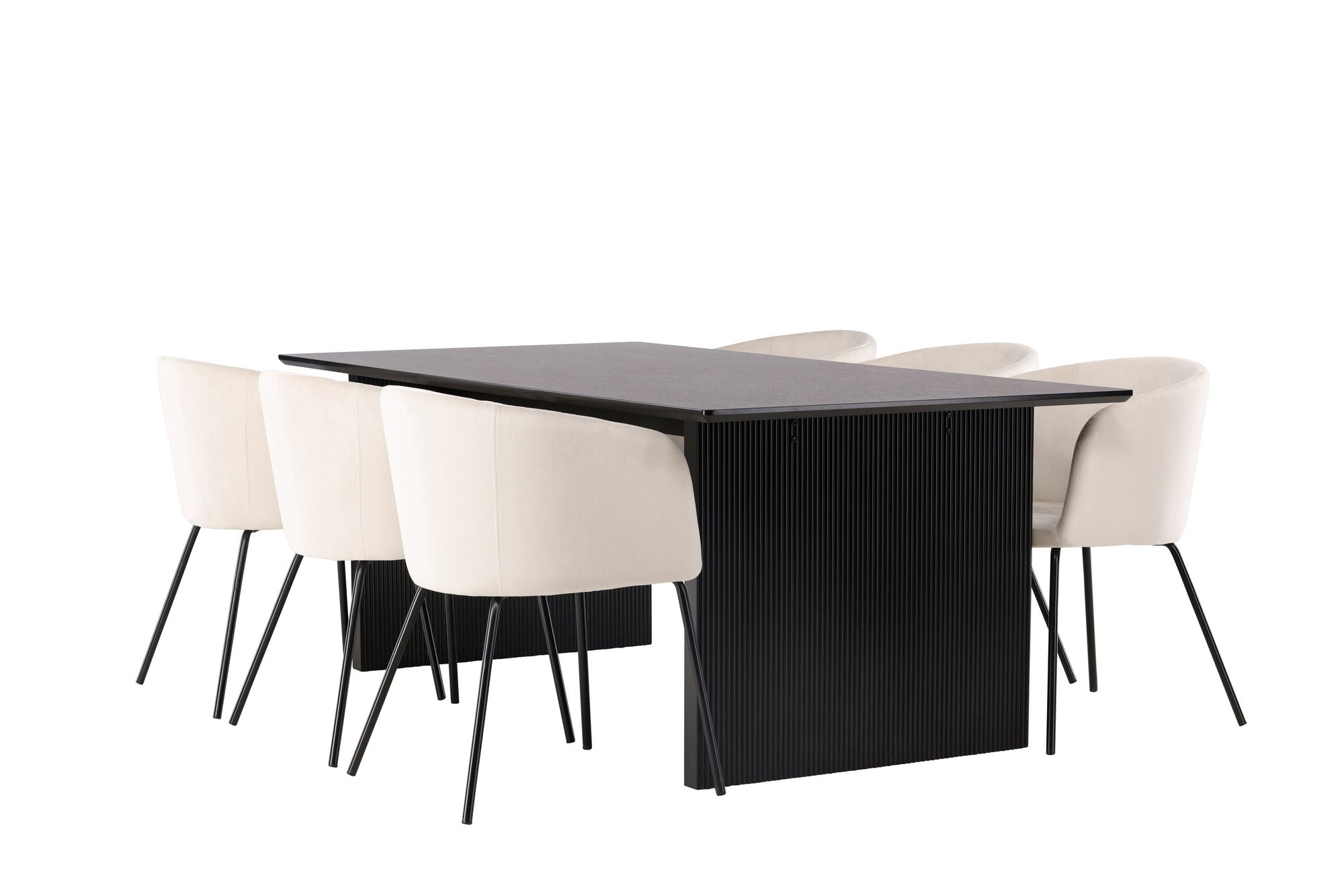 Venture Home Vail spisebord - Black / Smoked Black MDF +Berit stol - Black / Beige Velvet _6