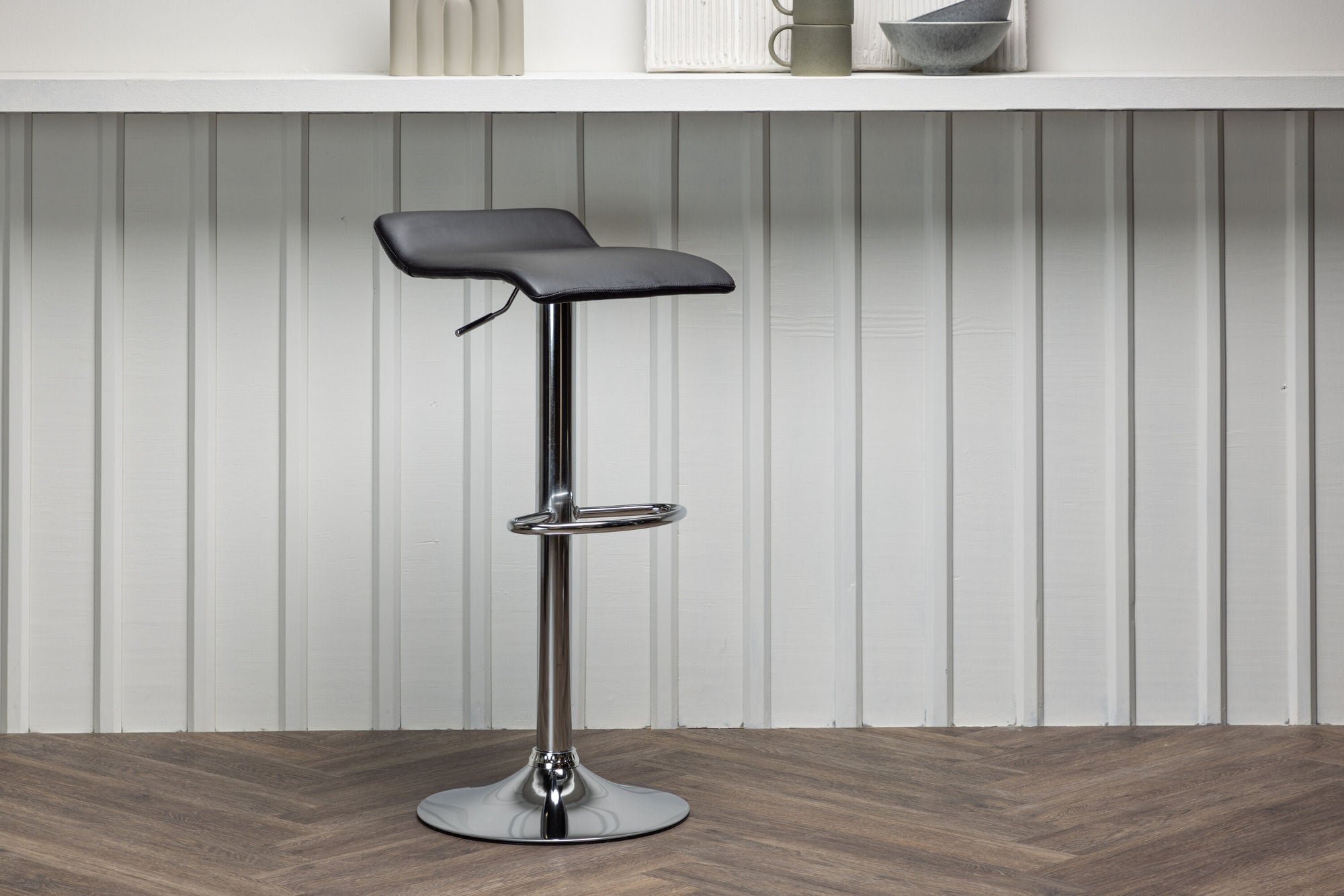 Venture Home Jonna Bar stol 2-pack - Chromed Steel / Black Fabric