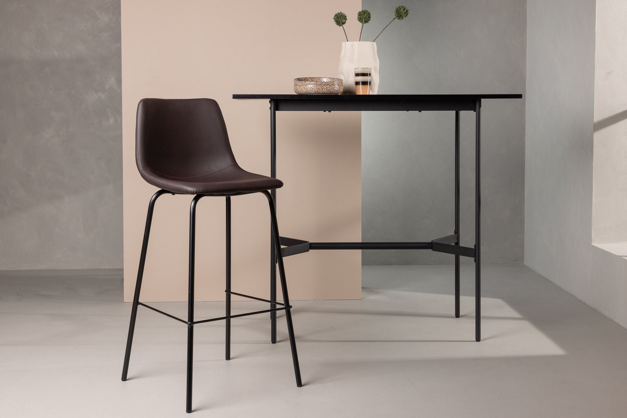 Venture Home Alexi Bar stol 2-pack - Matte black / Dark brown PU