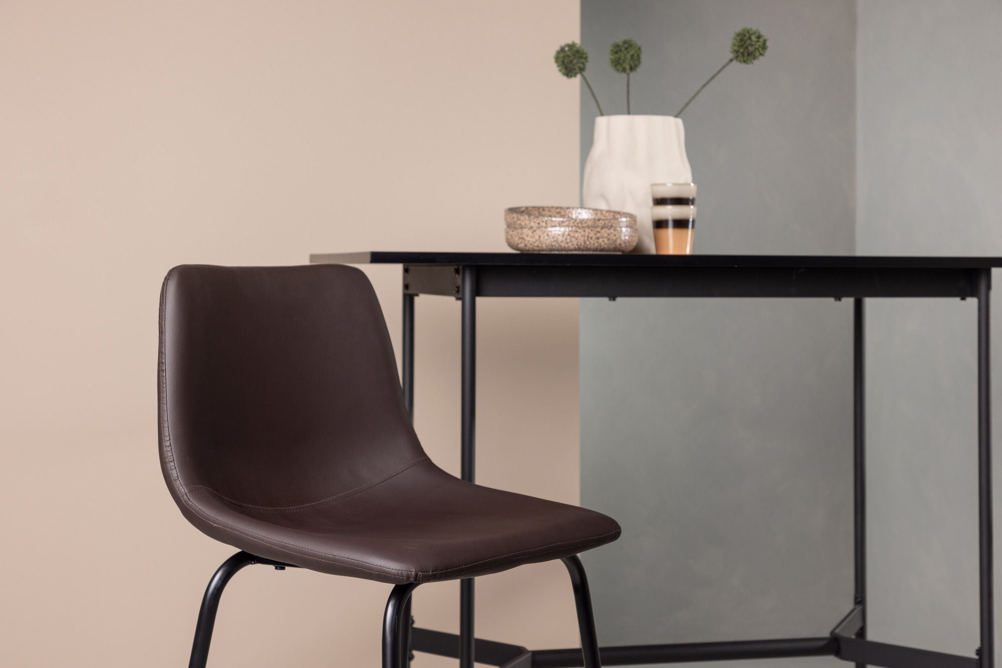 Venture Home Alexi Bar stol 2-pack - Matte black / Dark brown PU