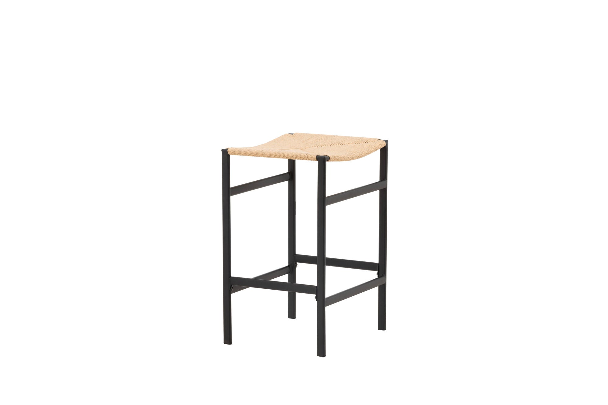 Venture Home Polly Bar stol 2-pack - Black / Nature Rubberwood , Seat Rope