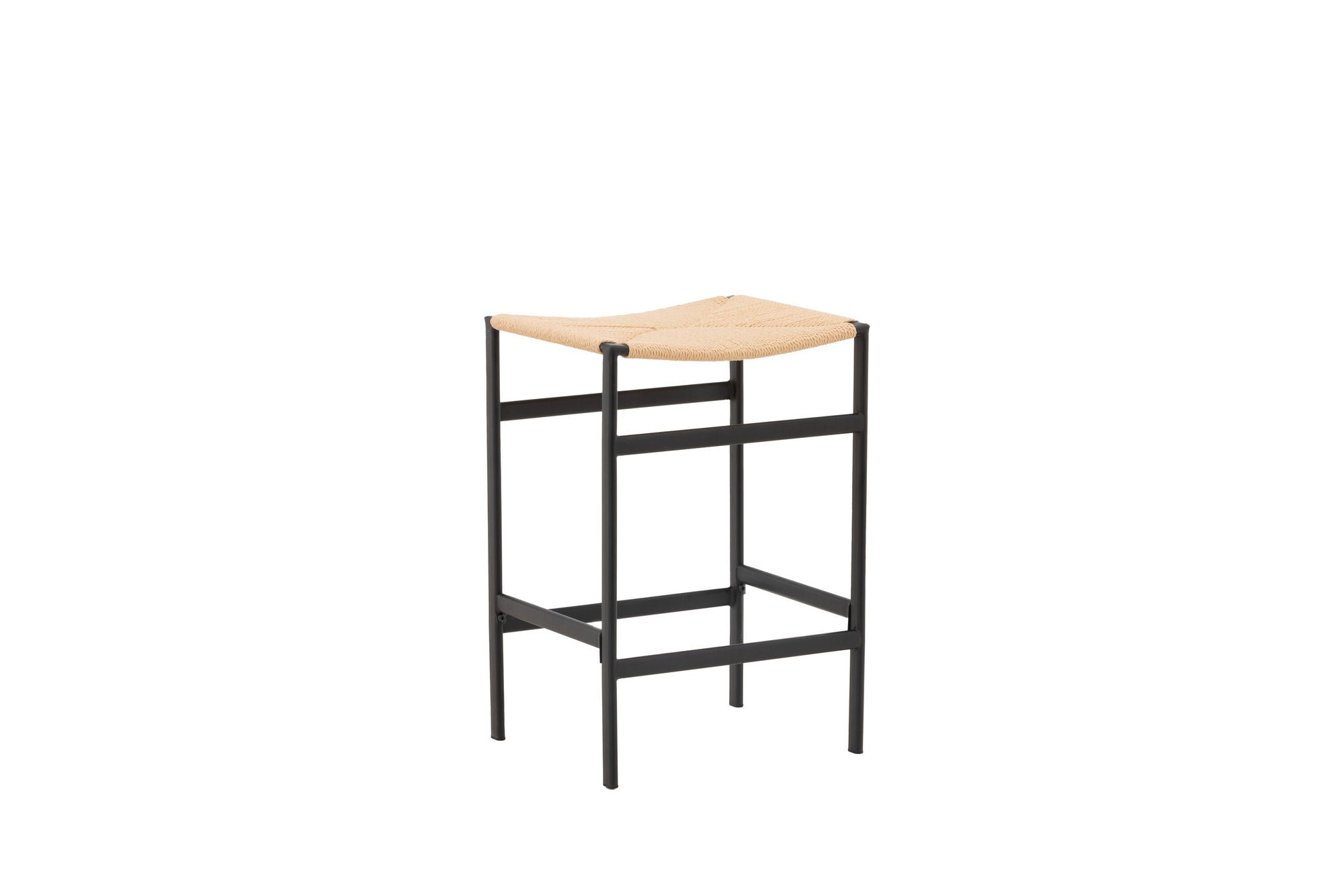 Venture Home Polly Bar stol 2-pack - Black / Nature Rubberwood , Seat Rope