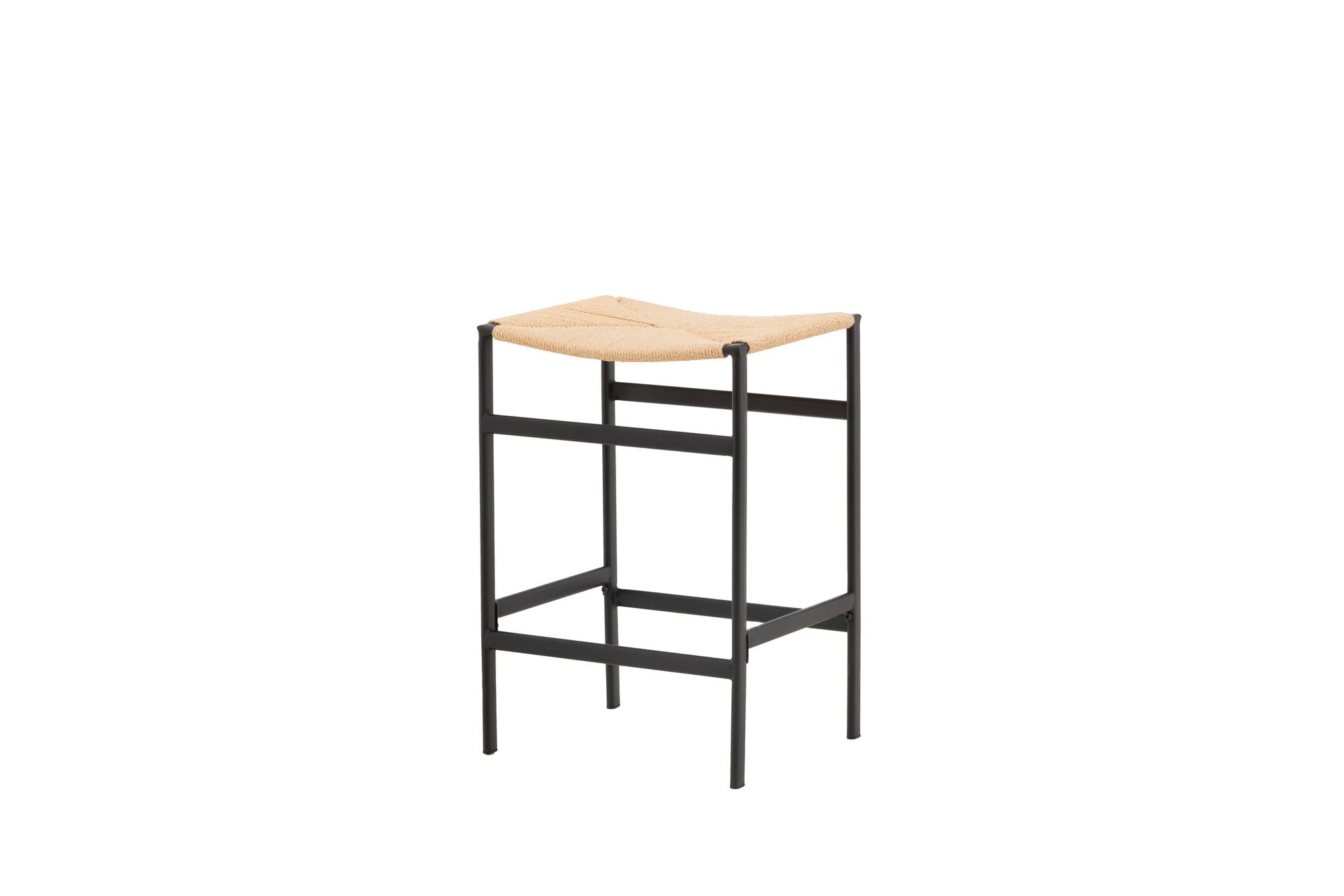 Venture Home Polly Bar stol 2-pack - Black / Nature Rubberwood , Seat Rope