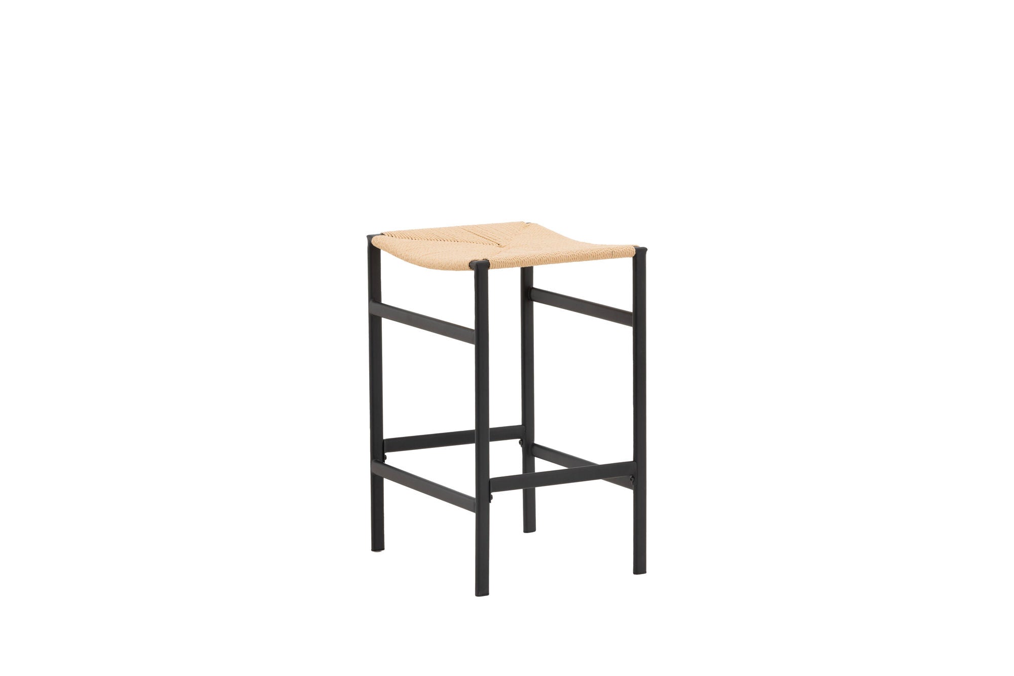 Venture Home Polly Bar stol 2-pack - Black / Nature Rubberwood , Seat Rope
