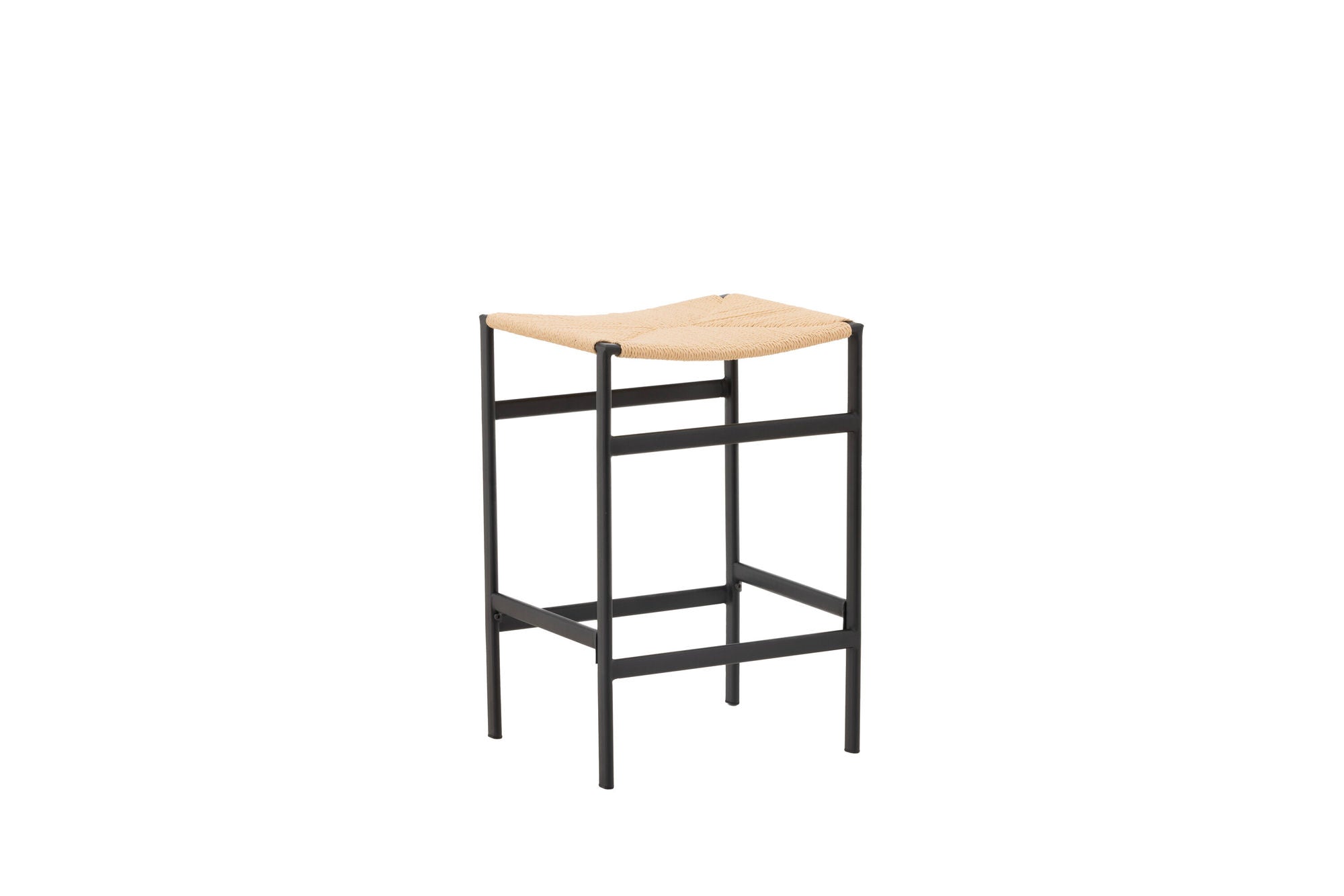 Venture Home Polly Bar stol 2-pack - Black / Nature Rubberwood , Seat Rope