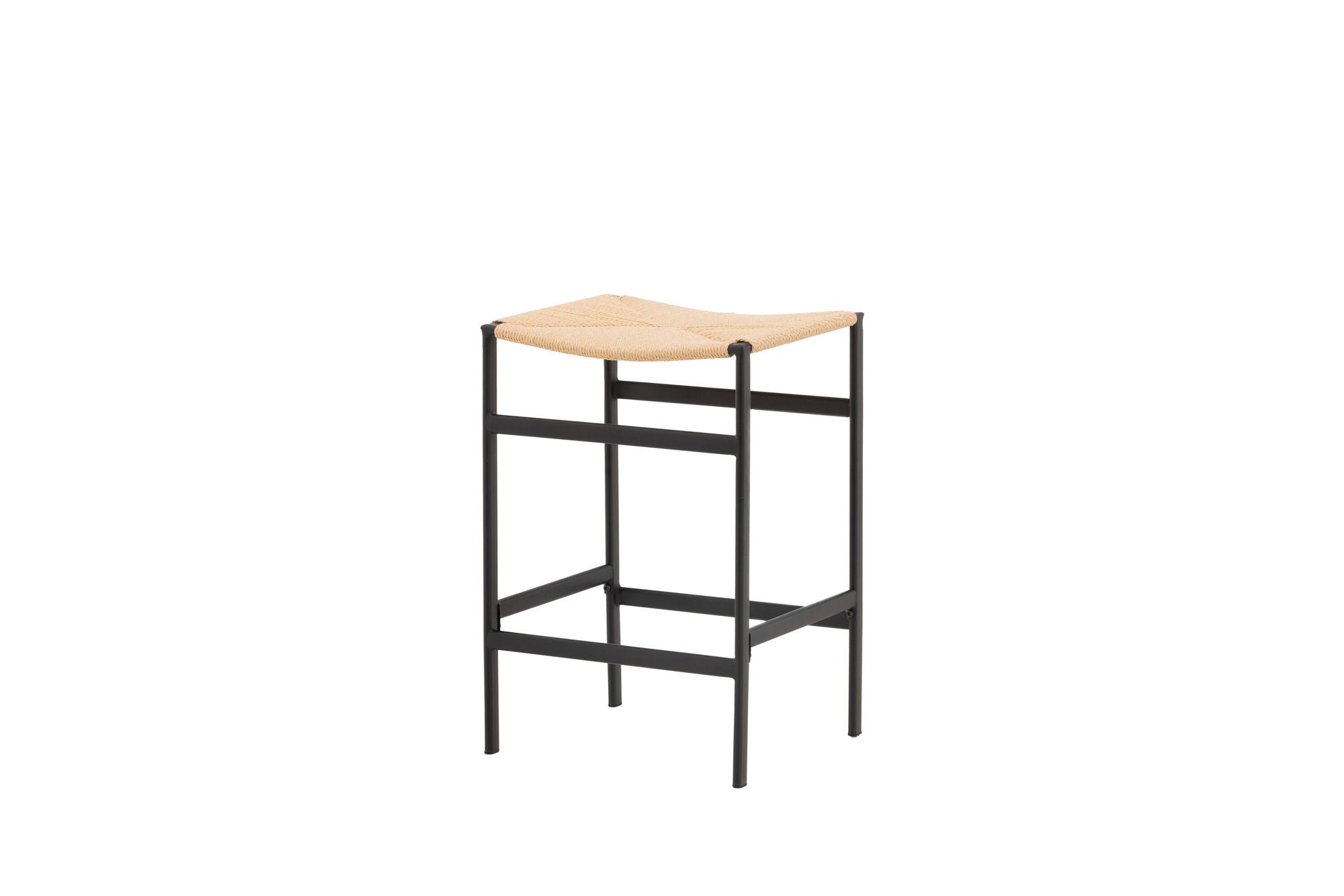 Venture Home Polly Bar stol 2-pack - Black / Nature Rubberwood , Seat Rope