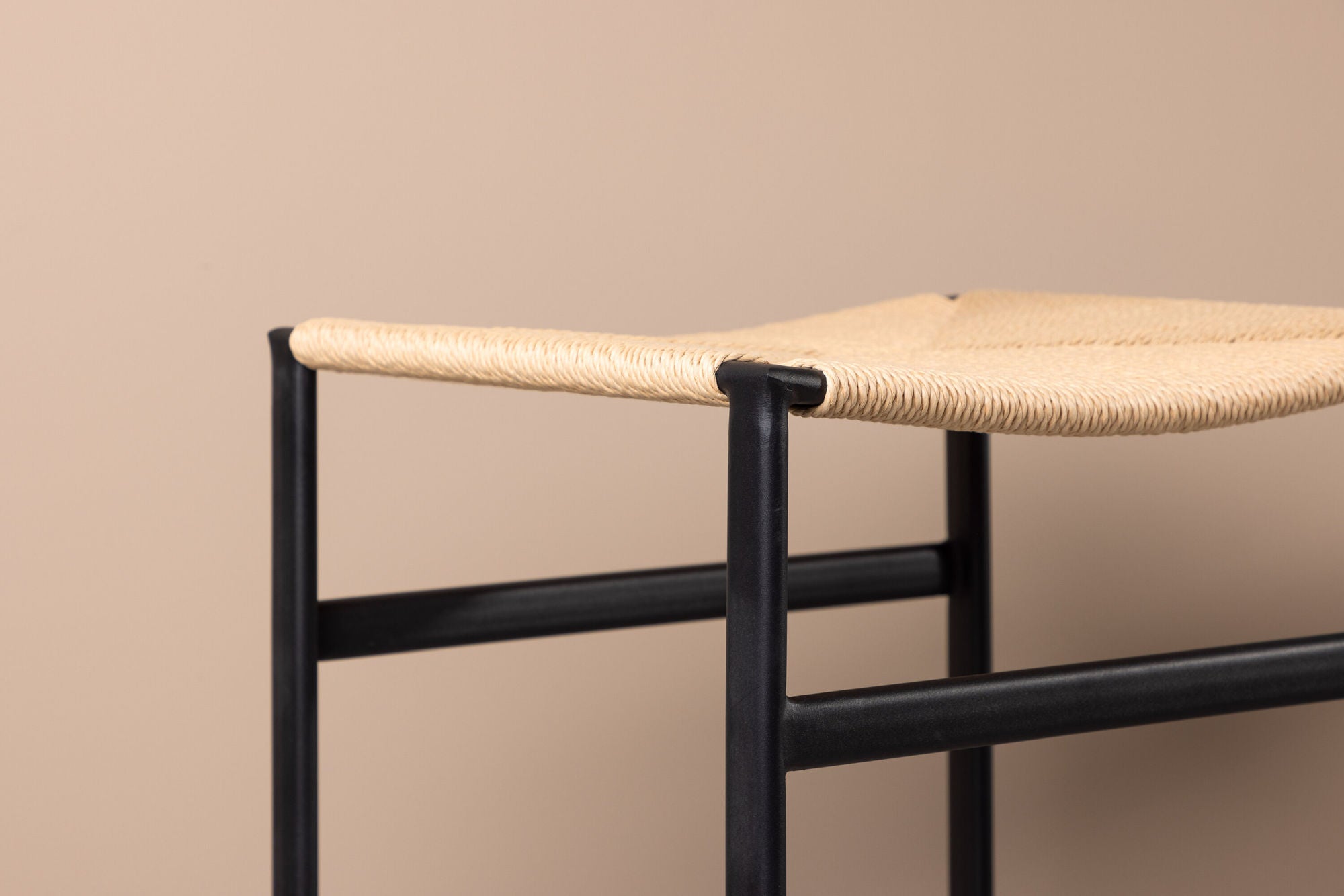 Venture Home Polly Bar stol 2-pack - Black / Nature Rubberwood , Seat Rope