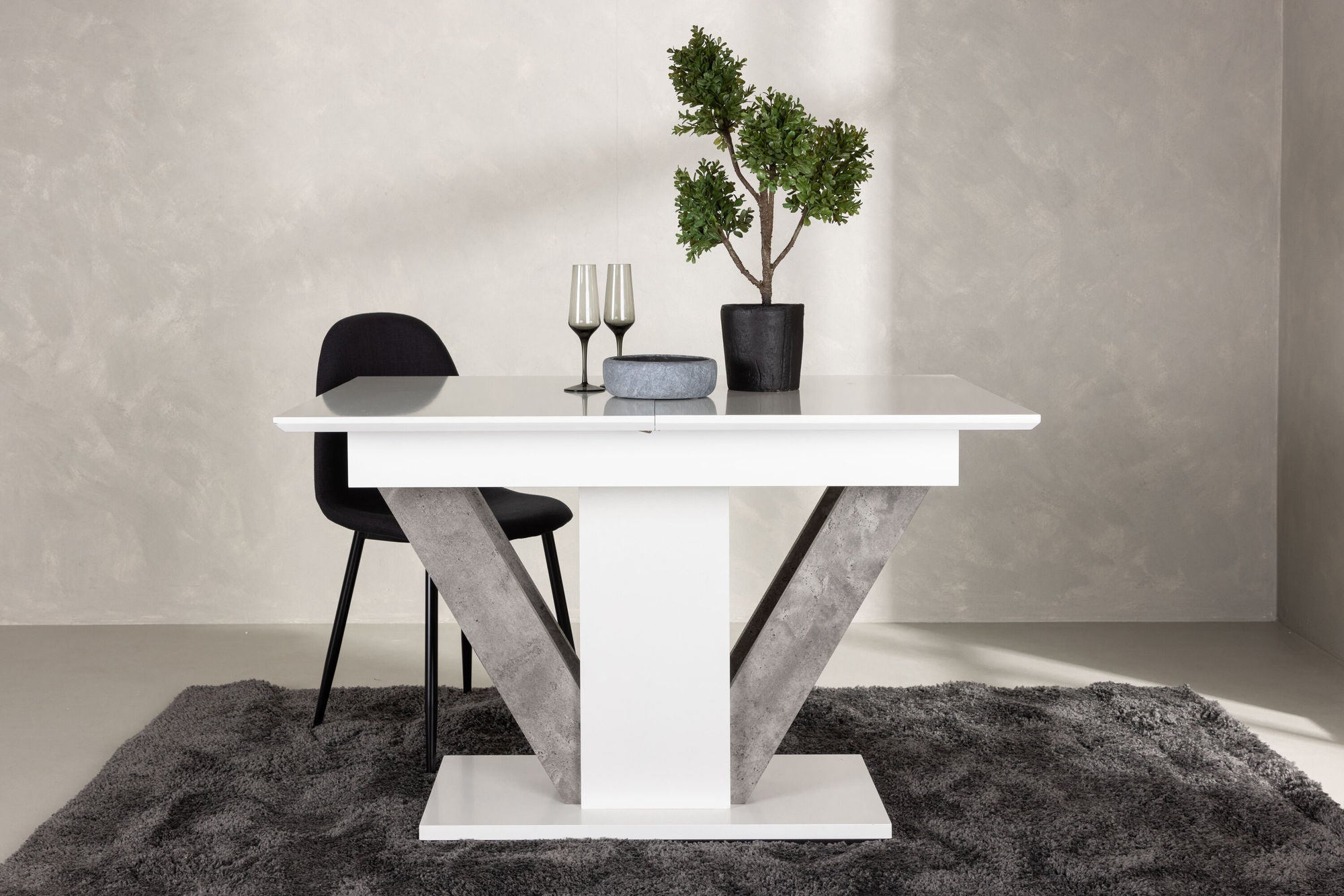 Venture Home Disa spisebord 120/160*80 - White / Grey MDF