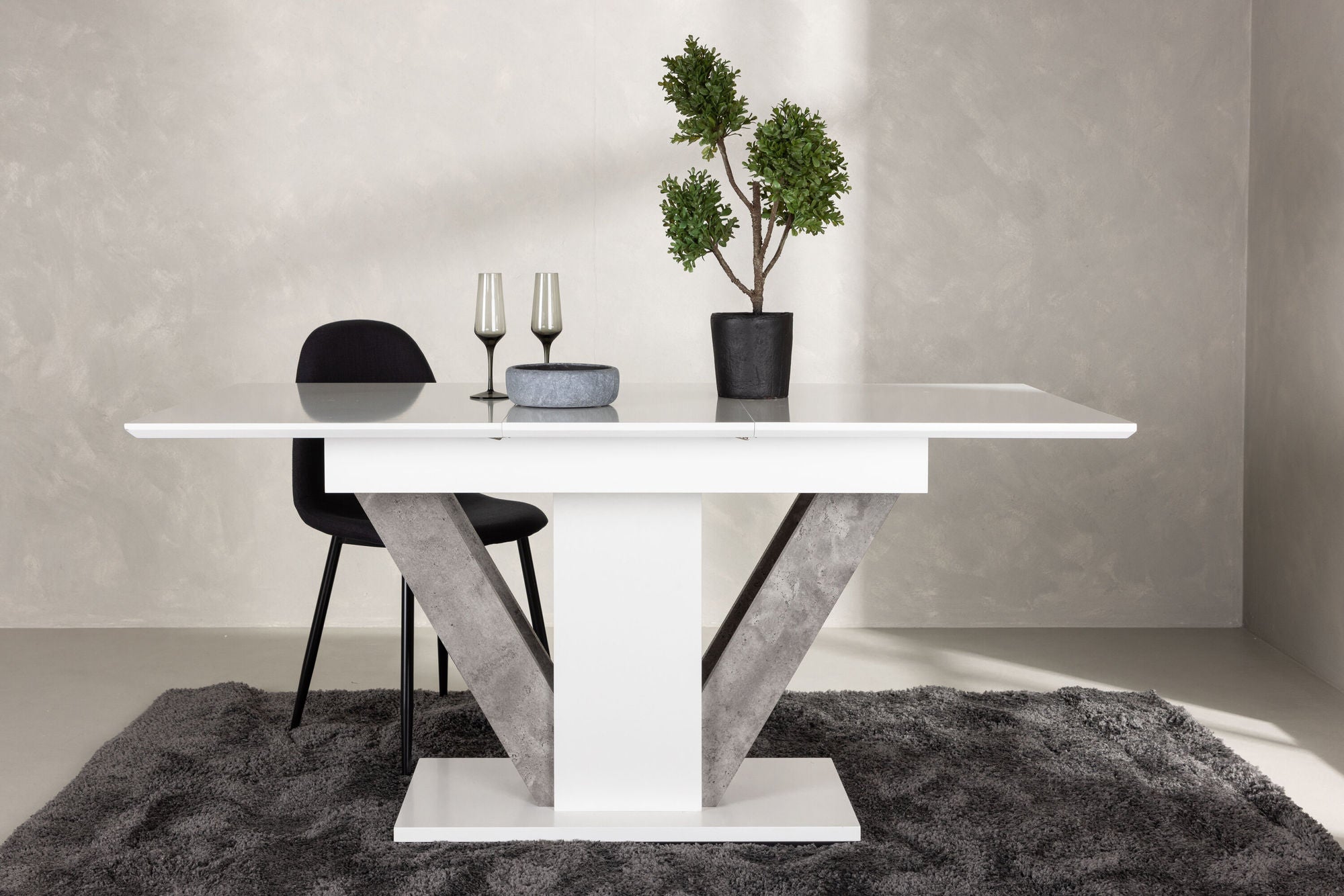 Venture Home Disa spisebord 120/160*80 - White / Grey MDF