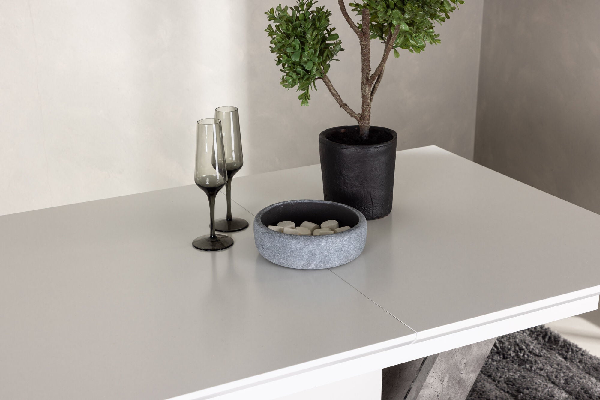 Venture Home Disa spisebord 120/160*80 - White / Grey MDF