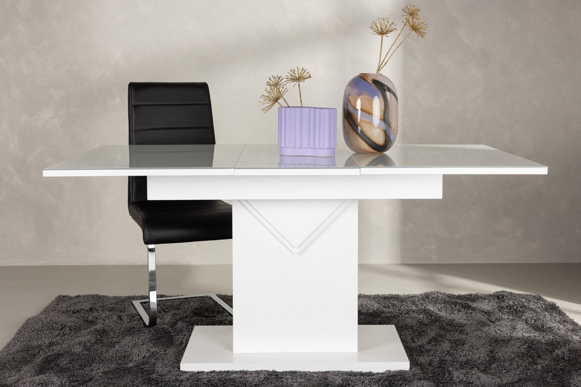 Venture Home Pluto spisebord 120/160*90- White / MDF Glass