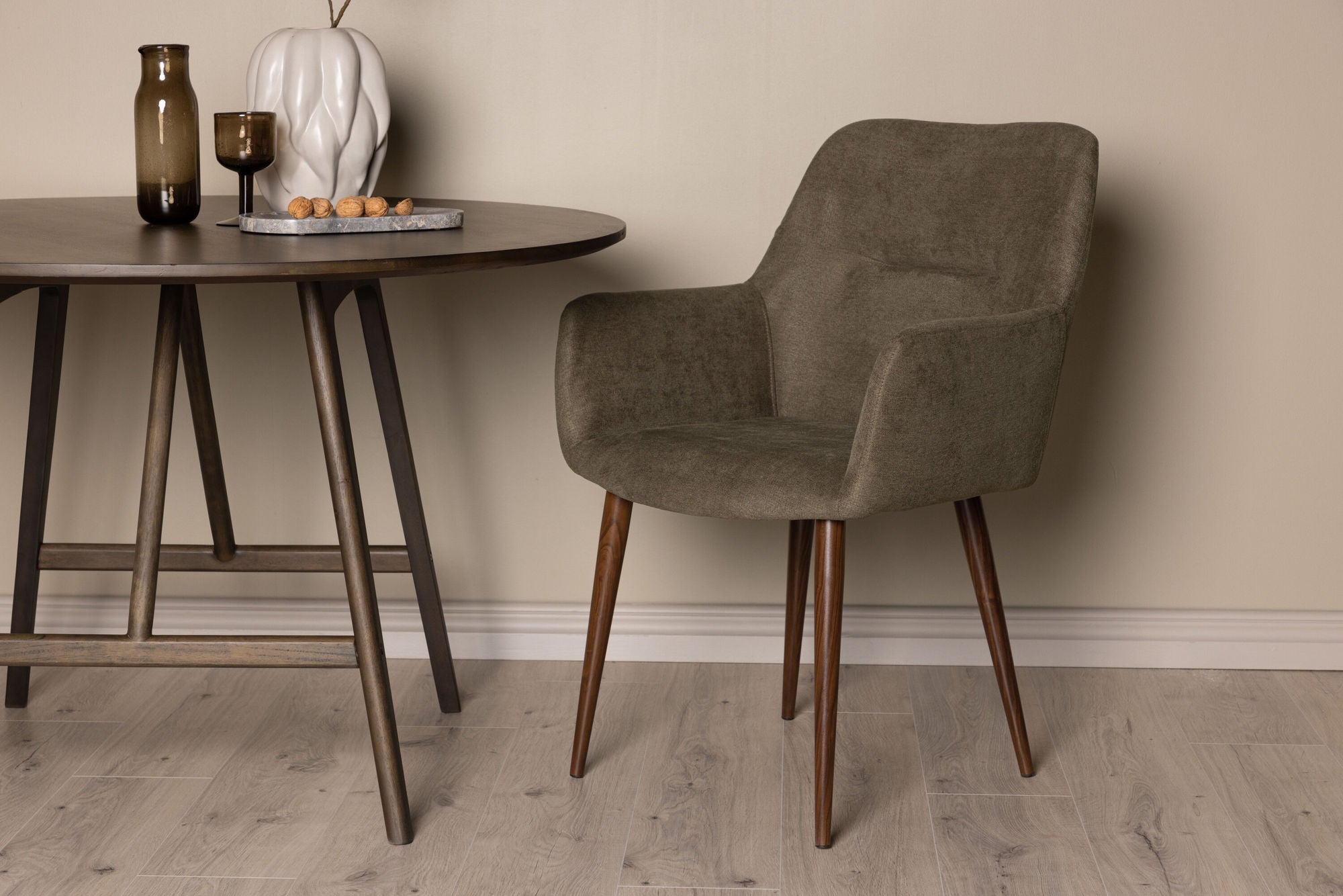 Venture Home Tomorrow Spisebordsstol 2-pack - Dark walnut / Dark grey/Brown Fabric