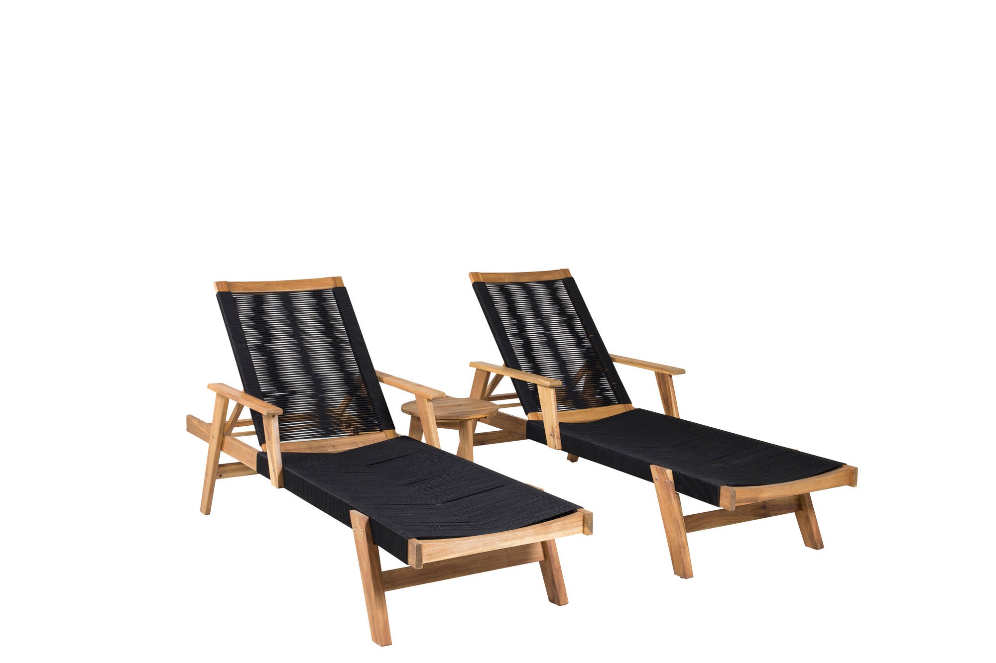 Venture Home Little John Sun Lounge - Black Rope / Acacia+Chania Side bord - ø40 - Acacia_1