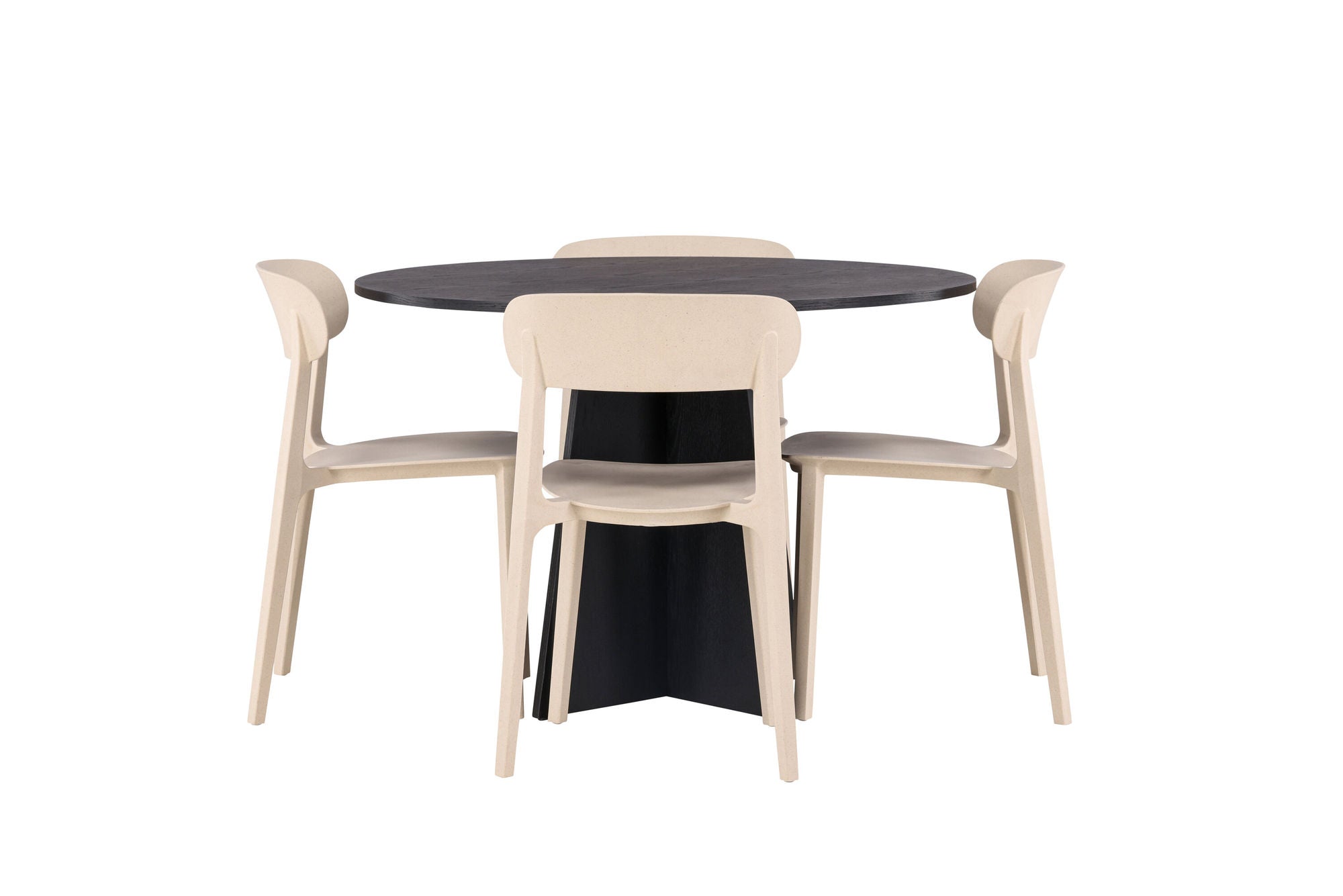 Venture Home Bootcut rund spisebord - Black / Black Fanéer +Åstol Spisebordsstol - Nature Wood plastic composite _4