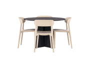 Venture Home Bootcut rund spisebord - Black / Black Fanéer +Åstol Spisebordsstol - Nature Wood plastic composite _4
