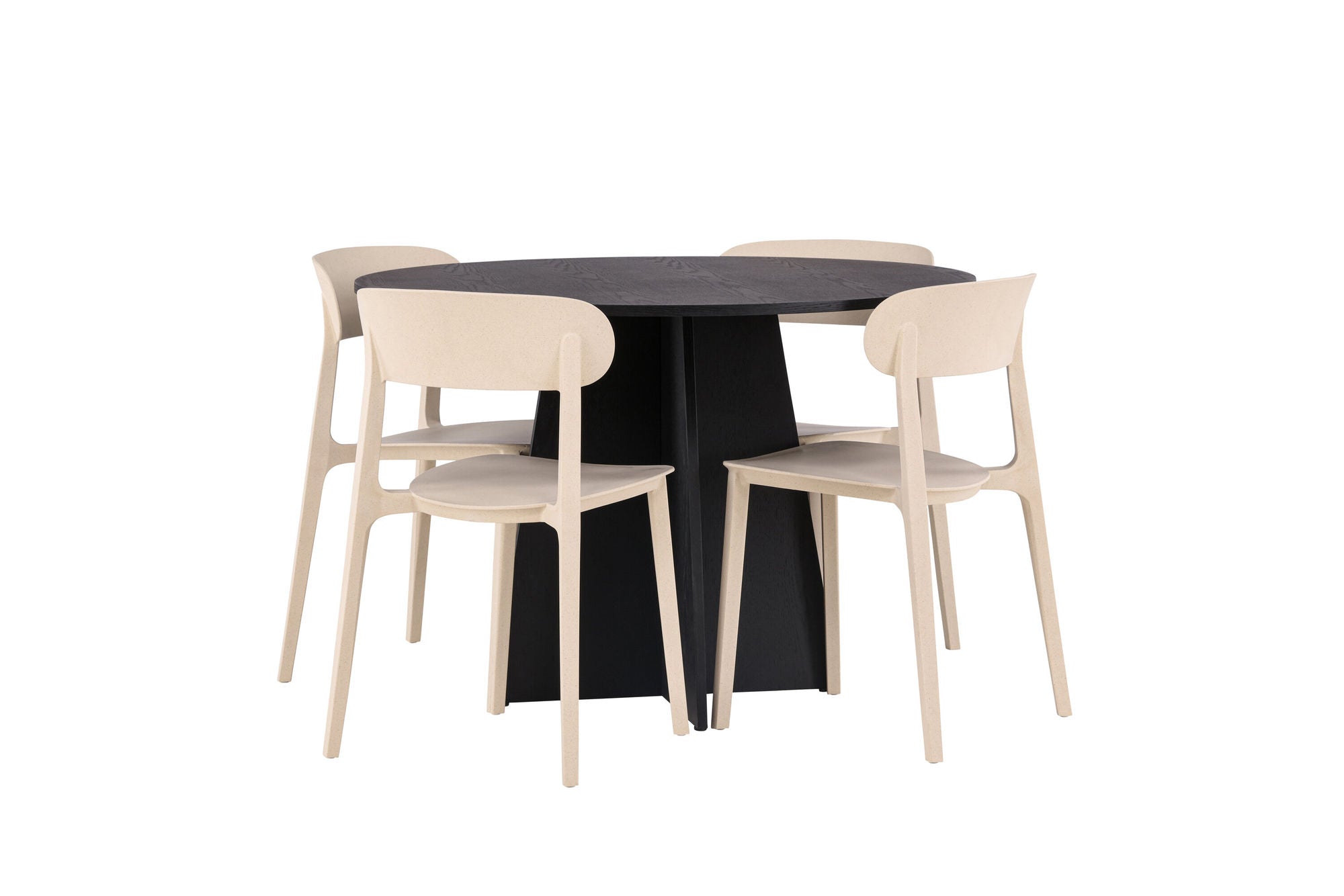 Venture Home Bootcut rund spisebord - Black / Black Fanéer +Åstol Spisebordsstol - Nature Wood plastic composite _4