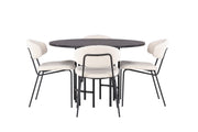 Venture Home Copenhagen spisebord - Black / Black Veneer +Chico Spisebordsstol - Black / White Boucle _4