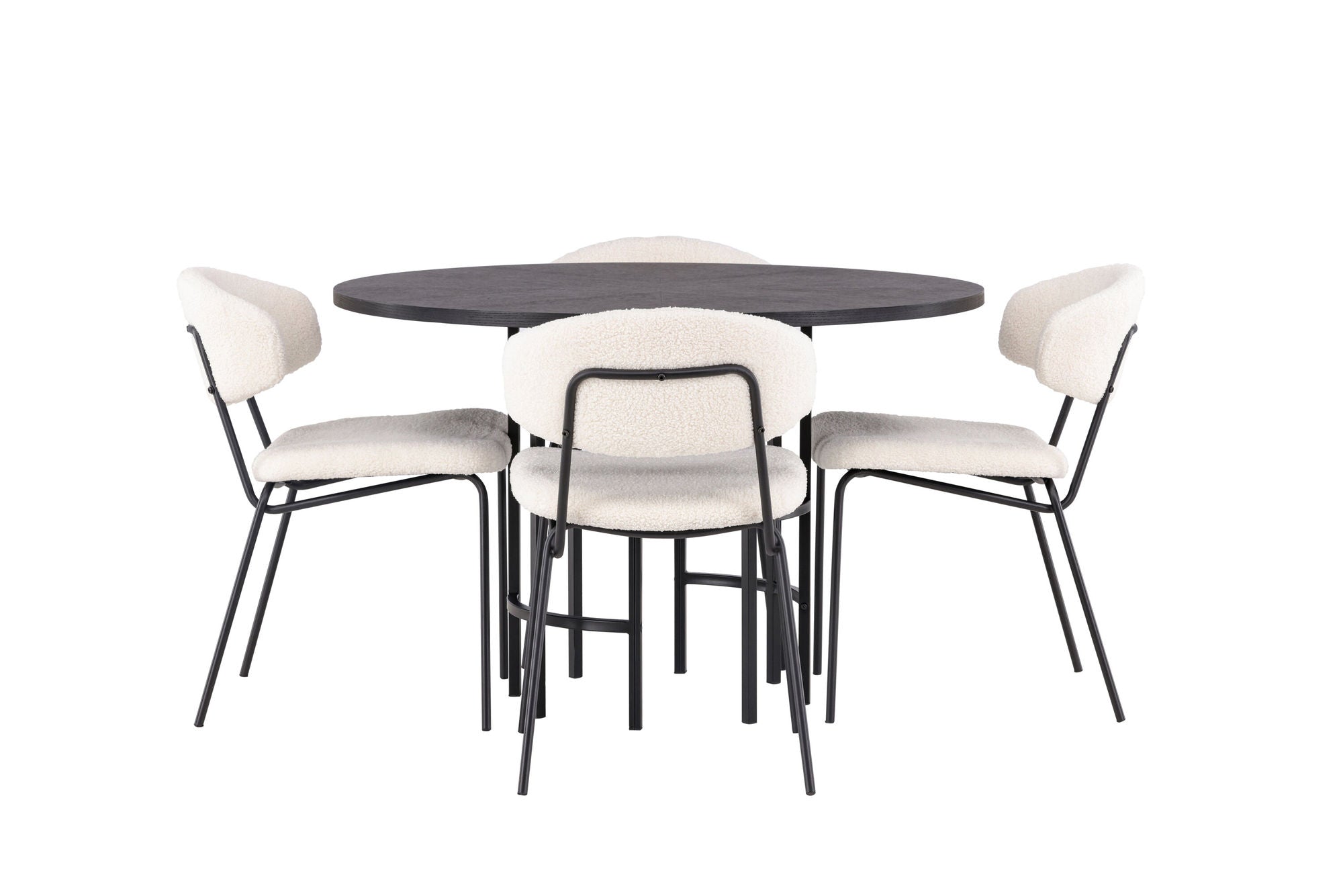Venture Home Copenhagen spisebord - Black / Black Veneer +Chico Spisebordsstol - Black / White Boucle _4