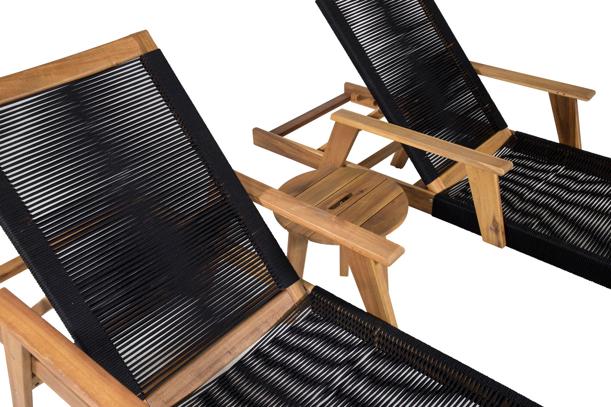 Venture Home Little John Sun Lounge - Black Rope / Acacia+Chania Side bord - ø40 - Acacia_1