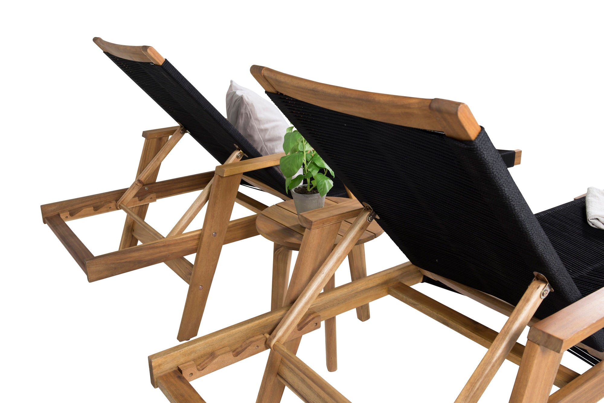 Venture Home Little John Sun Lounge - Black Rope / Acacia+Chania Side bord - ø40 - Acacia_1