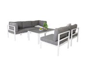 Venture Home Copacabana Longe Set 5pcs - White Alu / Grey Cushion+Copacabana Sofa bord