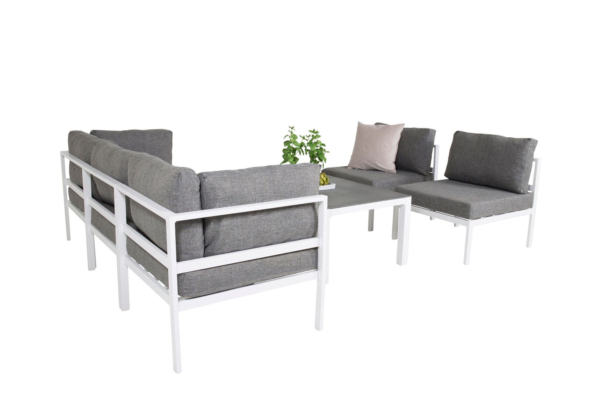 Venture Home Copacabana Longe Set 5pcs - White Alu / Grey Cushion+Copacabana Sofa bord
