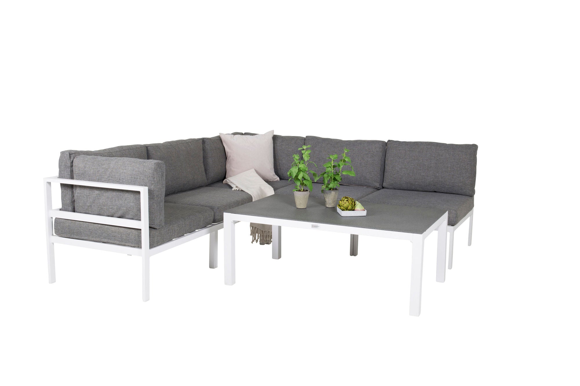 Venture Home Copacabana Longe Set 5pcs - White Alu / Grey Cushion+Copacabana Sofa bord