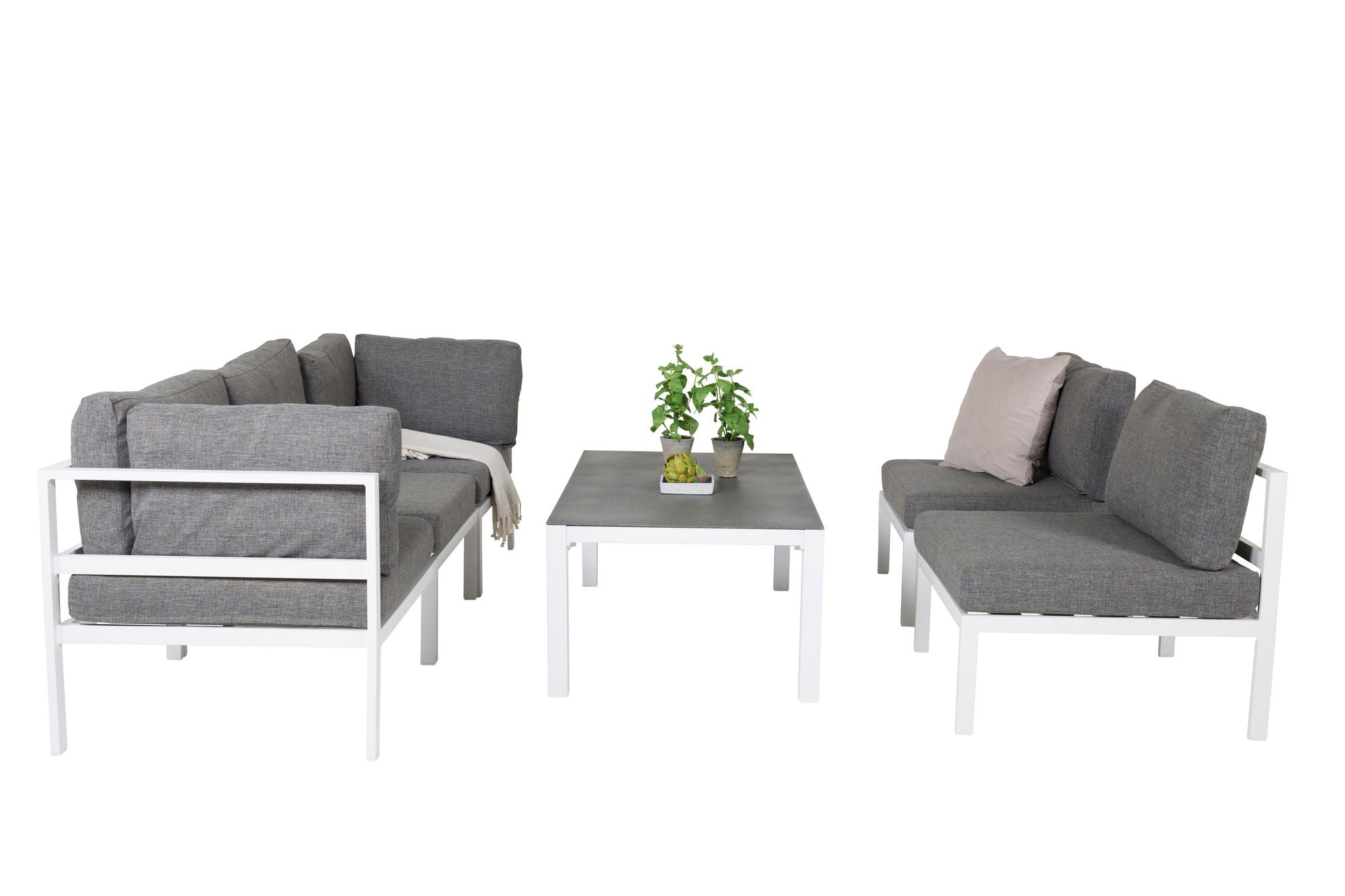 Venture Home Copacabana Longe Set 5pcs - White Alu / Grey Cushion+Copacabana Sofa bord